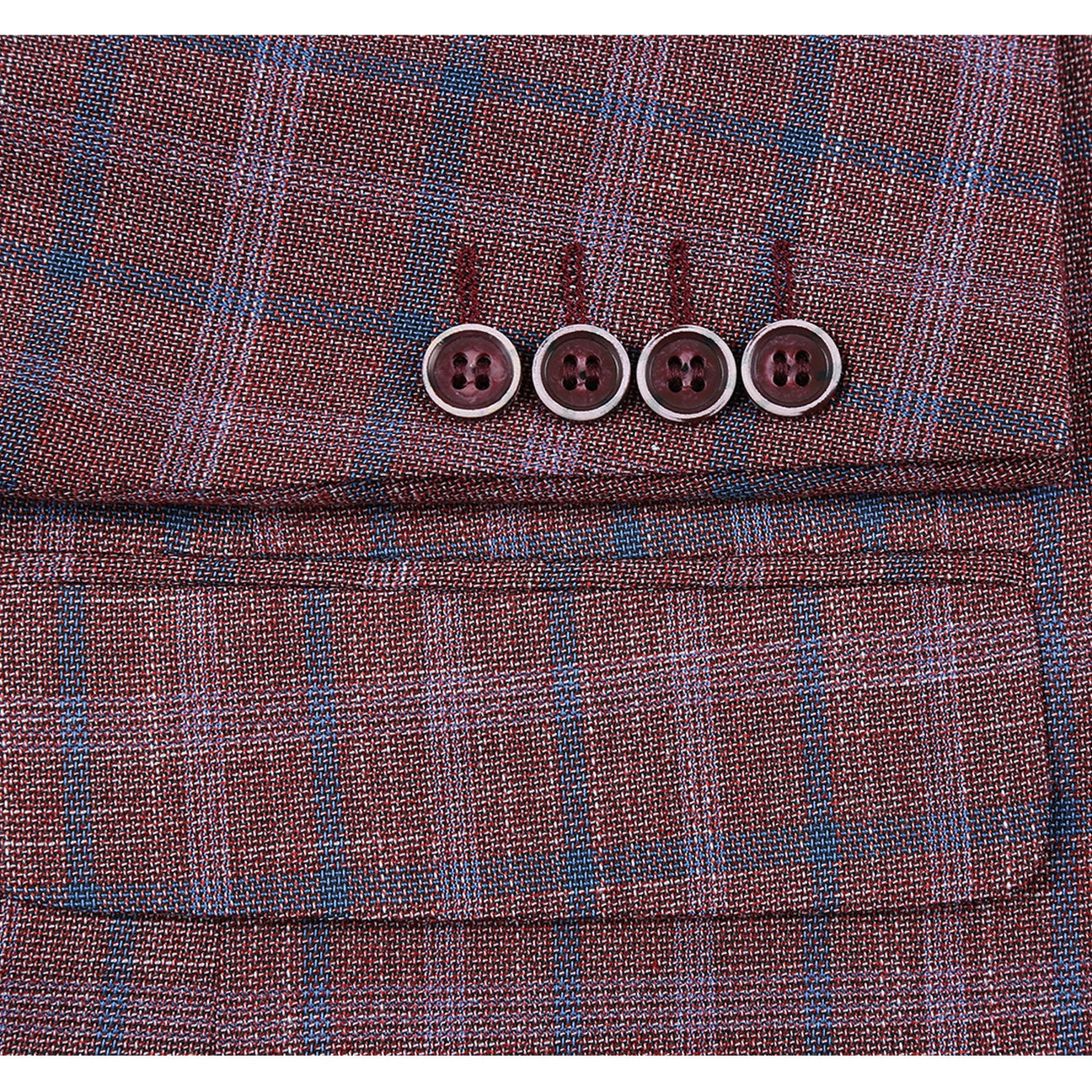 Alessandro Vitello by Renoir Burgundy Check Blazer - Classic Fit with Notch Lapels | Perfect for Business Meetings, Weddings & Formal Events