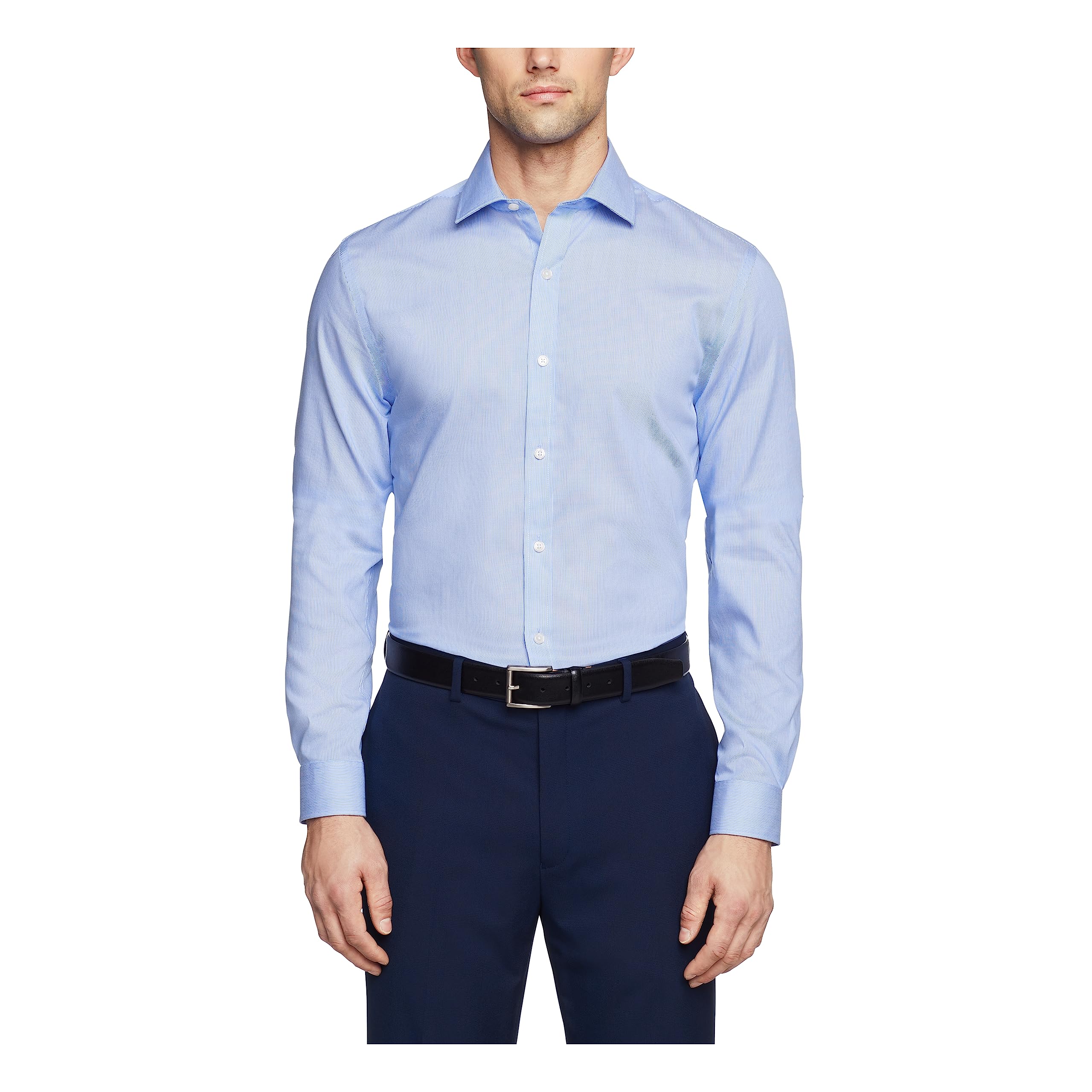 Tommy Hilfiger Men's Slim Fit Non-Iron Stripe Dress Shirt - Formal & Business Casual Wear for Office, Wedding & Special Occasions