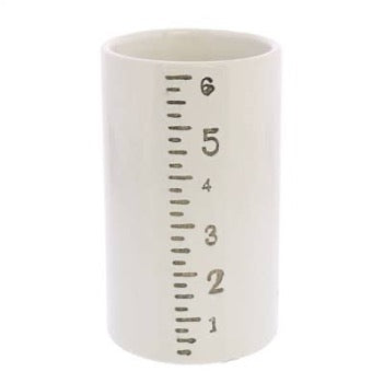 6 Inch White Ceramic Ruler Vase - Modern Home Decor for Flowers, Office Desk Organizer & Unique Gift Idea
