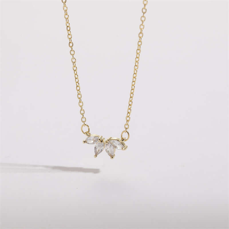 Dainty Marquise Leaf Pendant Choker Necklace - Elegant Gold/Silver Layering Necklace for Women | Perfect for Date Night, Wedding & Everyday Wear | XL0177