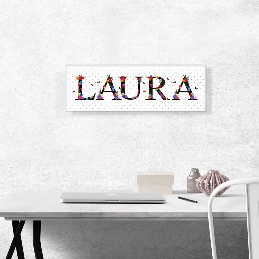 ARTCANVAS LAURA Girls Name Wall Art - Stretched Canvas Print, Framed Painting, Giclee Poster for Nursery & Bedroom Decor - 36