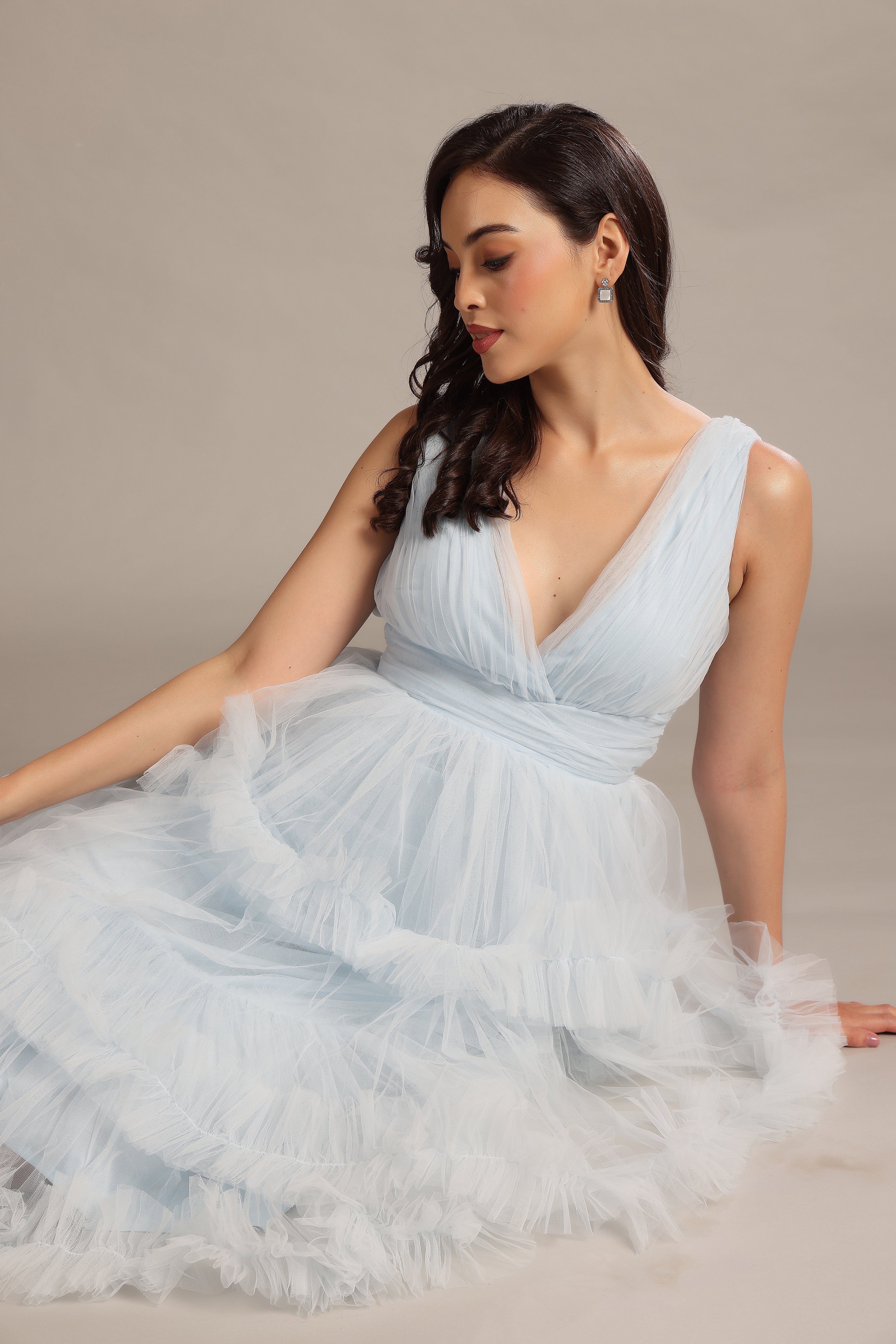 Neddin Midaxi Dress in Powder Blue - Elegant Casual Wear for Women, Perfect for Parties, Dates & Office Outfits