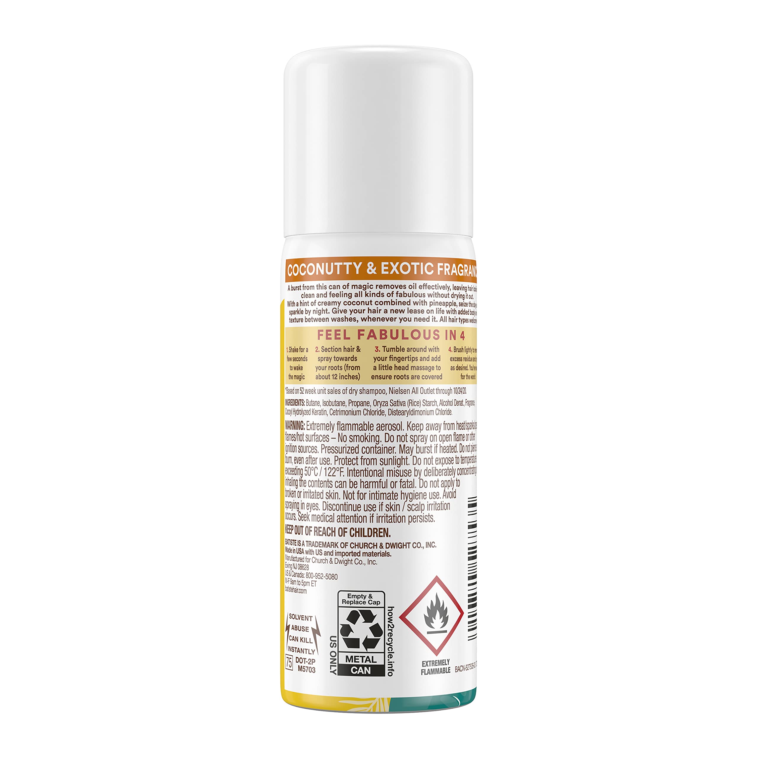 Batiste Dry Shampoo Spray - Tropical Scent, 1.6 oz Travel Size | Oil Absorbing & Volumizing Hair Refresher | Perfect for Gym, Travel & On-The-Go Use