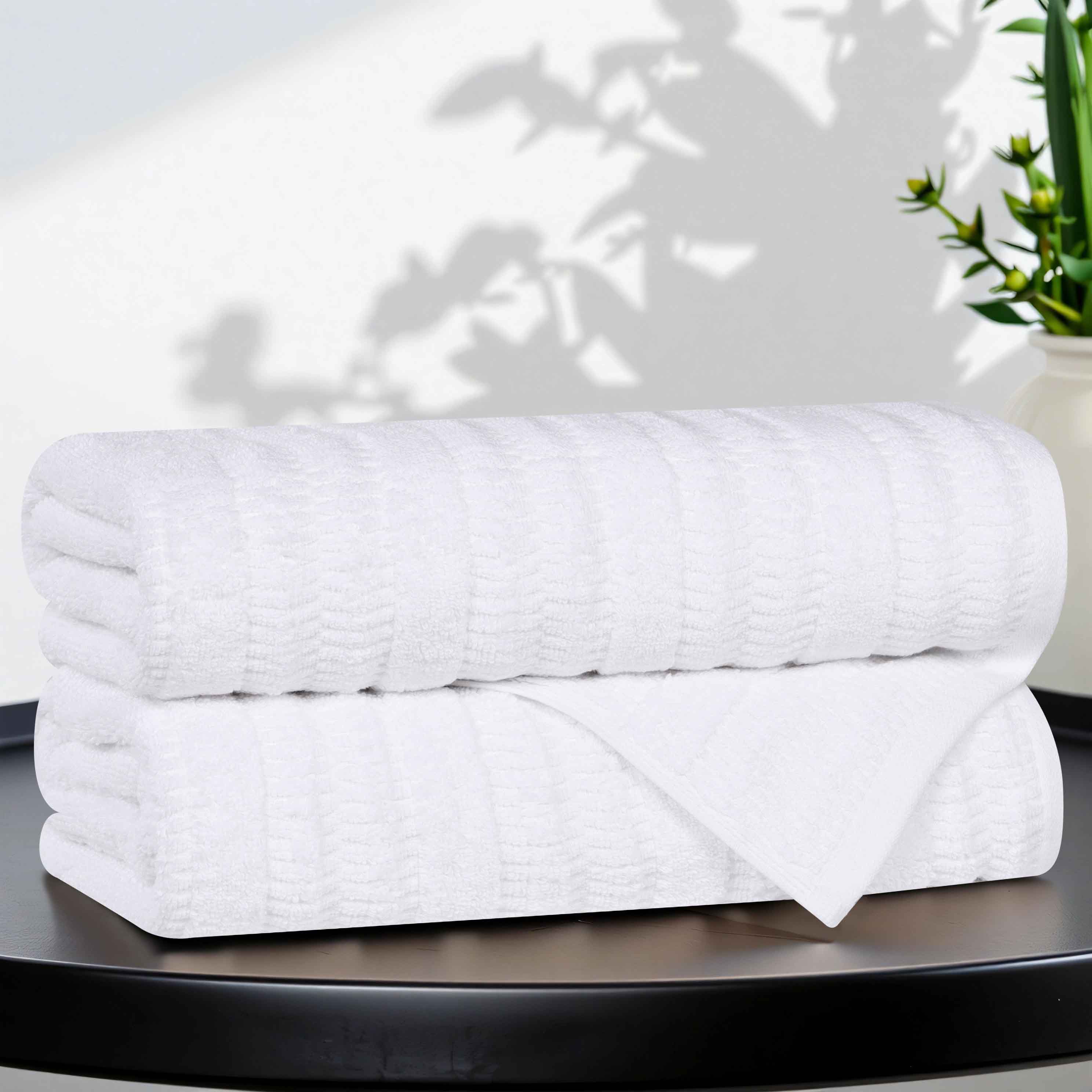 Premium Mika Smart Twist Cotton Bath Towels Set of 2 - Ultra Soft, Absorbent Vertical Ribbed Design for Spa, Bathroom & Luxury Home Use
