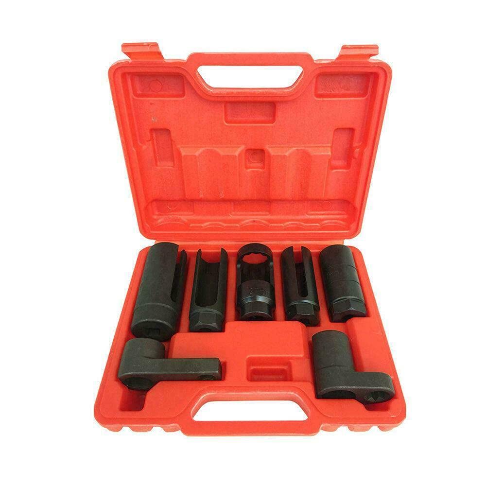 7PC O2 Sensor Socket Wrench Set - Professional Auto Oxygen Sensor Removal Tool Kit with Oil Pressure Sending Unit Master Wrench - Perfect for Mechanics & DIY Car Repairs (Great for Garage Organization & Vehicle Maintenance)