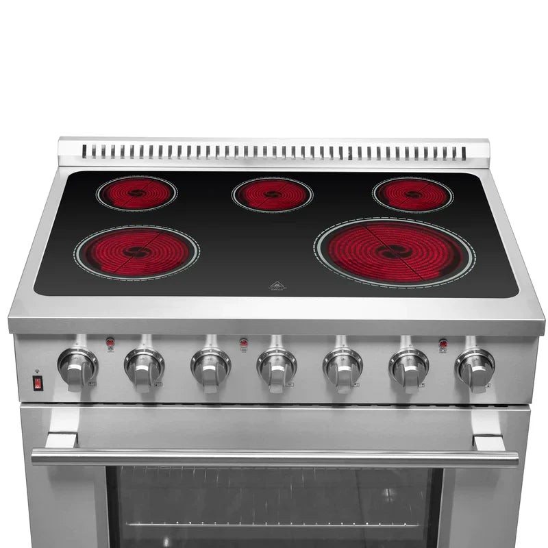 FORNO Galiano 36 Inch Electric Range with Convection Oven - Stainless Steel Built-In Stove FFSEL6083 36 - Perfect for Modern Kitchens & Home Cooking