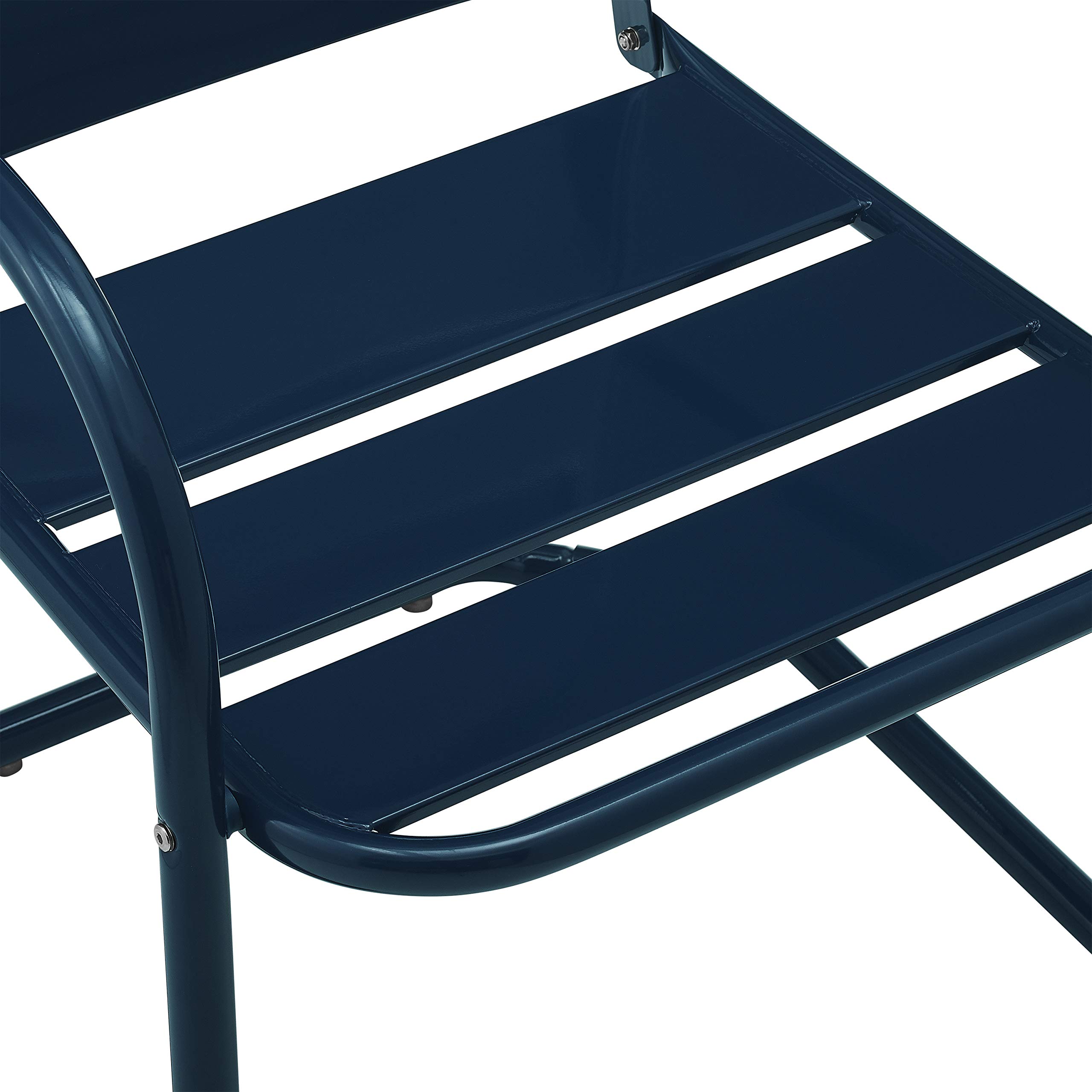 Crosley Brighton 2-Piece Outdoor Chair Set - Retro Metal Patio Dining Chairs for Porch, Deck, Garden - Navy Blue - Perfect for Backyard Relaxation & Outdoor Entertaining