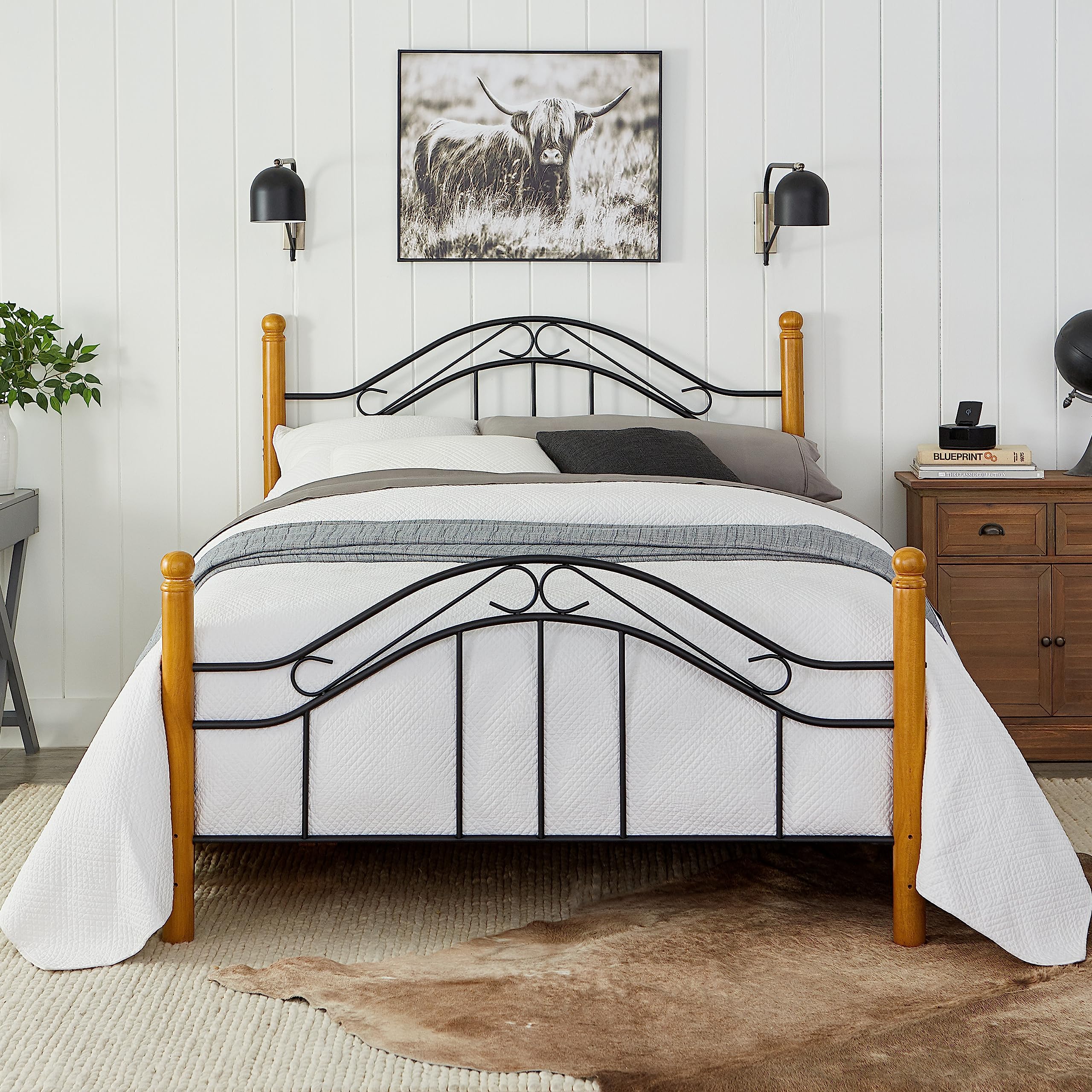 Hillsdale Furniture Winsloh Full Bed Frame Set in Medium Oak Finish - Perfect for Modern Bedroom Decor & Guest Room Setup