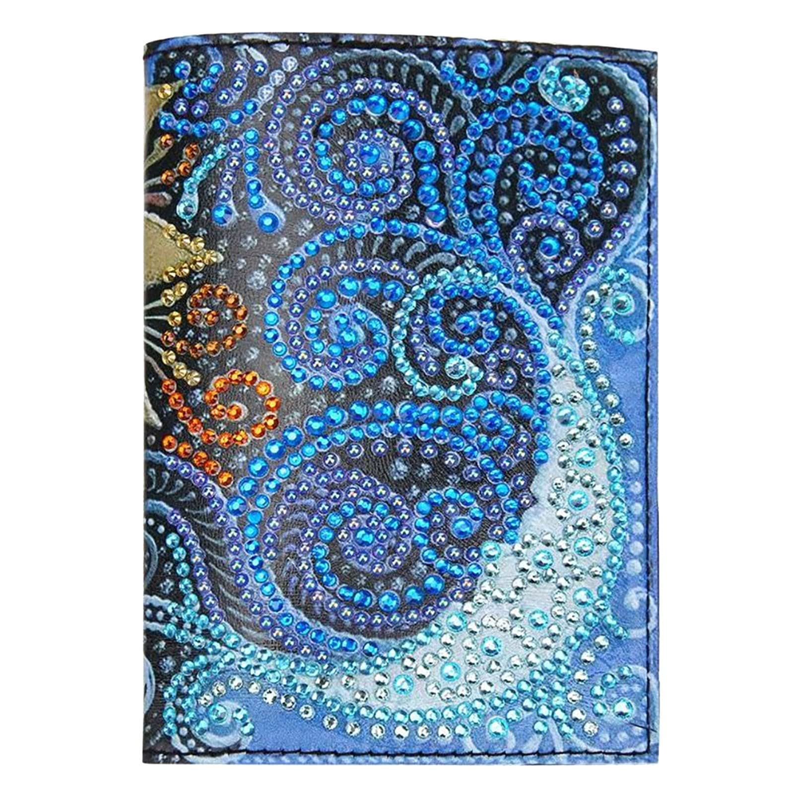5D Diamond Painting Leather Passport Holder - DIY Crystal Rhinestone Travel Passport Cover with Storage Organizer | Waterproof & Durable for Women Men | Perfect for Travel, Gifts & Craft Lovers