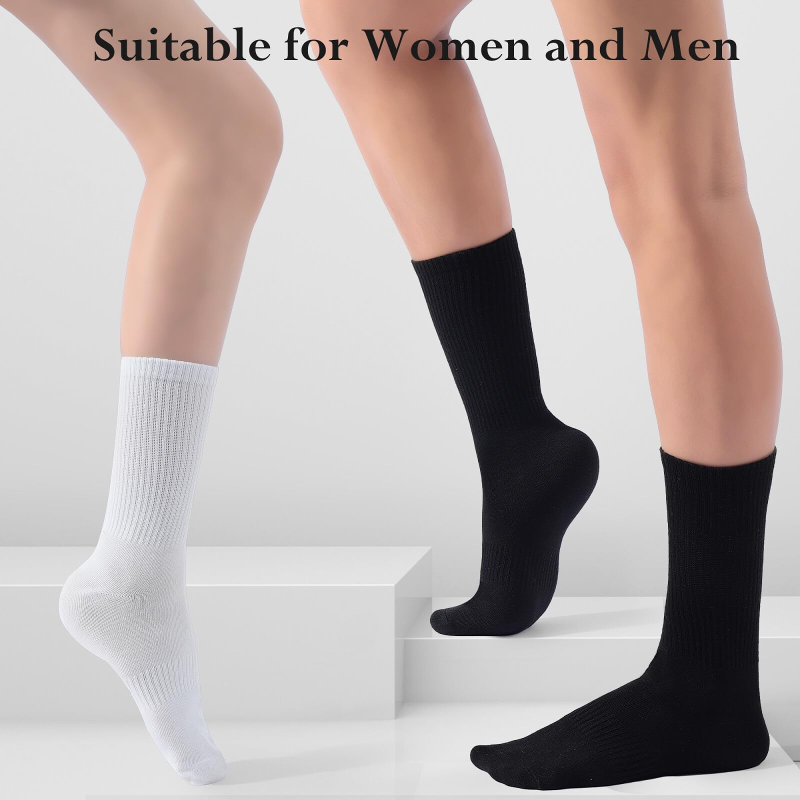 Honeysea 8-12 Pairs Crew Socks - Breathable Compression Socks for Women & Men - Athletic Casual Calf Socks for Running, Hiking & Everyday Comfort