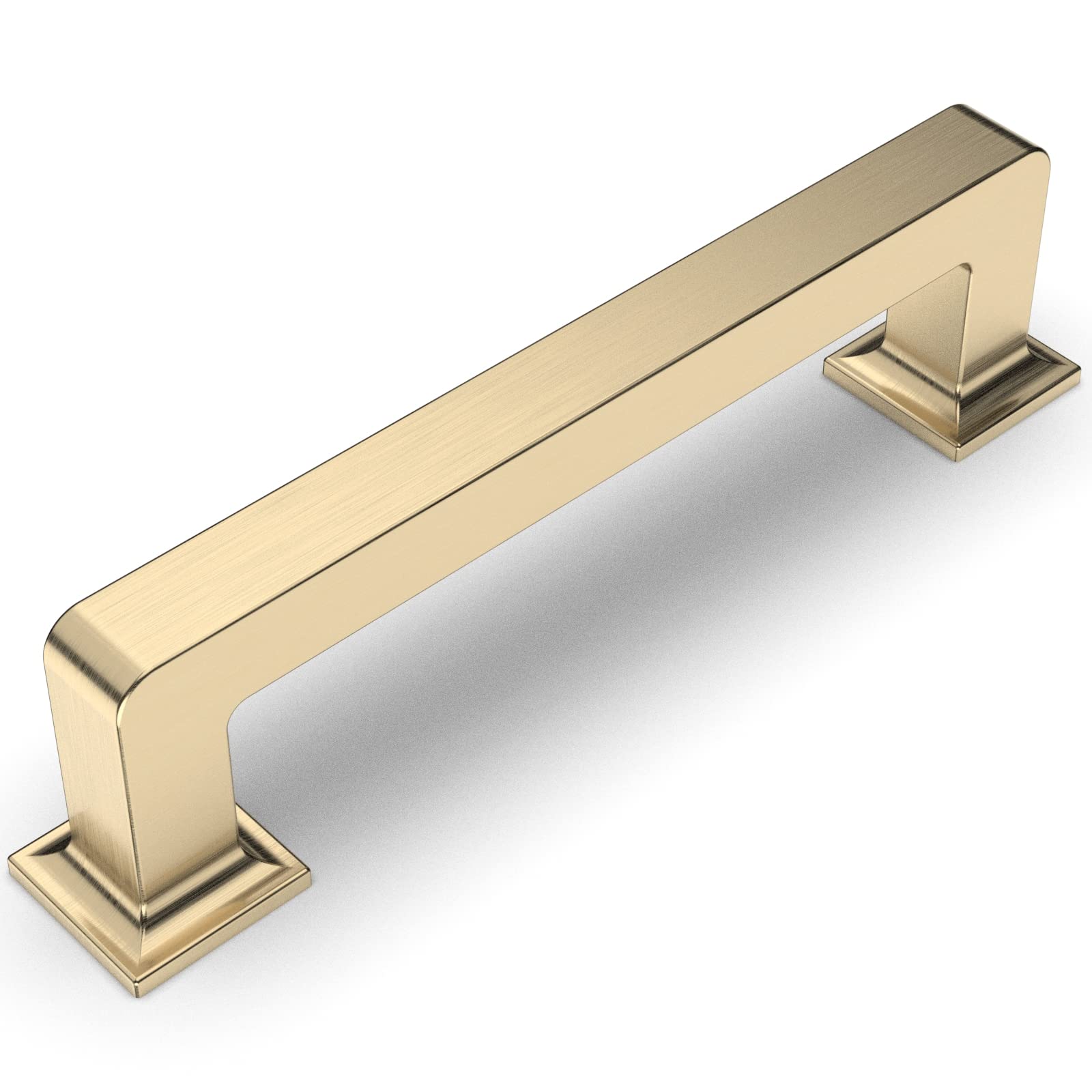 Amerdeco 10 Pack Brushed Brass Cabinet Pulls - 3 Inch (76mm) Center to Center - Modern Kitchen Cabinet Handles & Drawer Pulls - Durable Cabinet Hardware for Home, Office & RV Cabinets - ZH0019