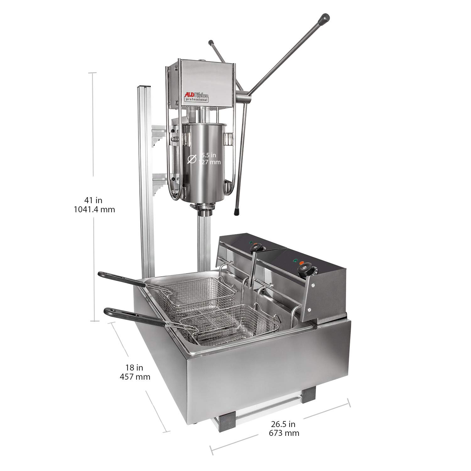 ALDKitchen Churro Maker Machine with Deep Fryer | Professional Spanish Donut Maker for Homemade Churros | Commercial & Home Use | Perfect for Parties, Fairs & Family Gatherings