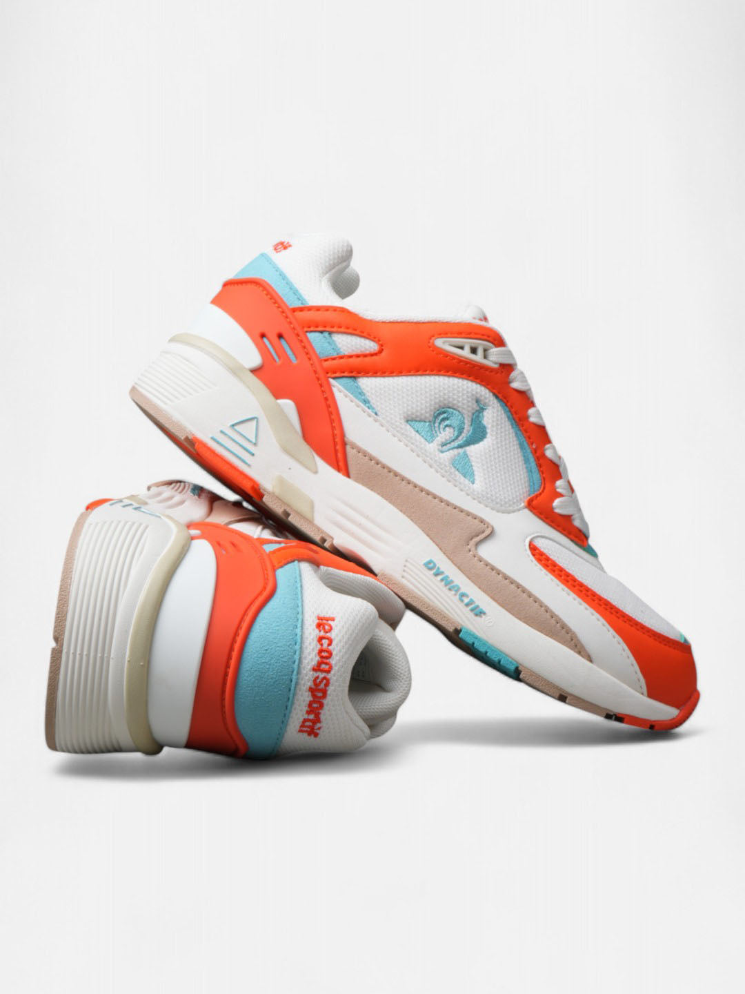 Le Coq Sportif R1100 Pop Sneakers - White, Orange & Sky Blue | Running, Training & Casual Wear for Men & Women | Lightweight Comfort for Everyday Use