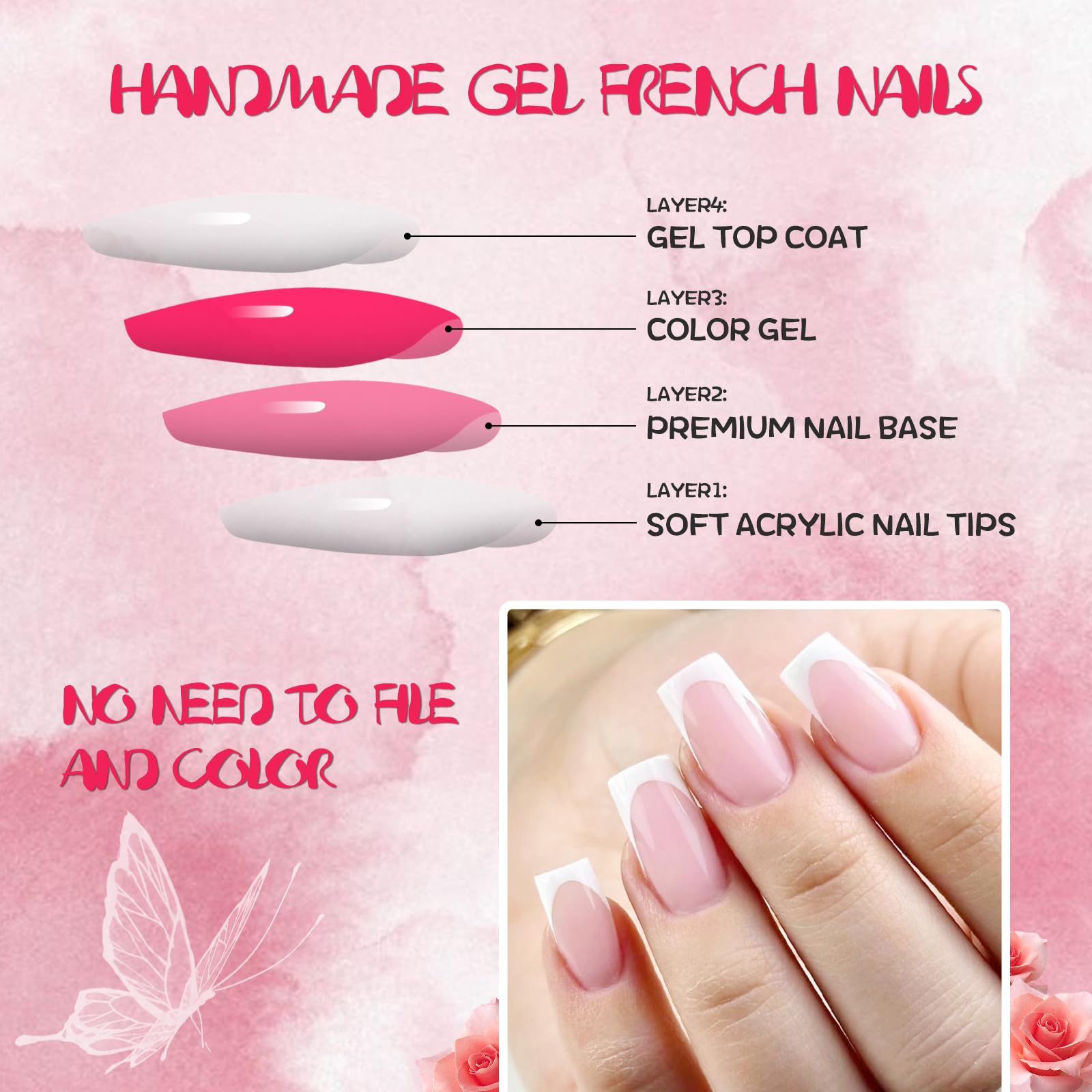 AddFavor 120pcs White French Tip Press on Nails - Medium Square Fake Nails with Adhesive Tabs | Nude False Nails for Women & Girls | Perfect for Parties, Weddings & Daily Wear