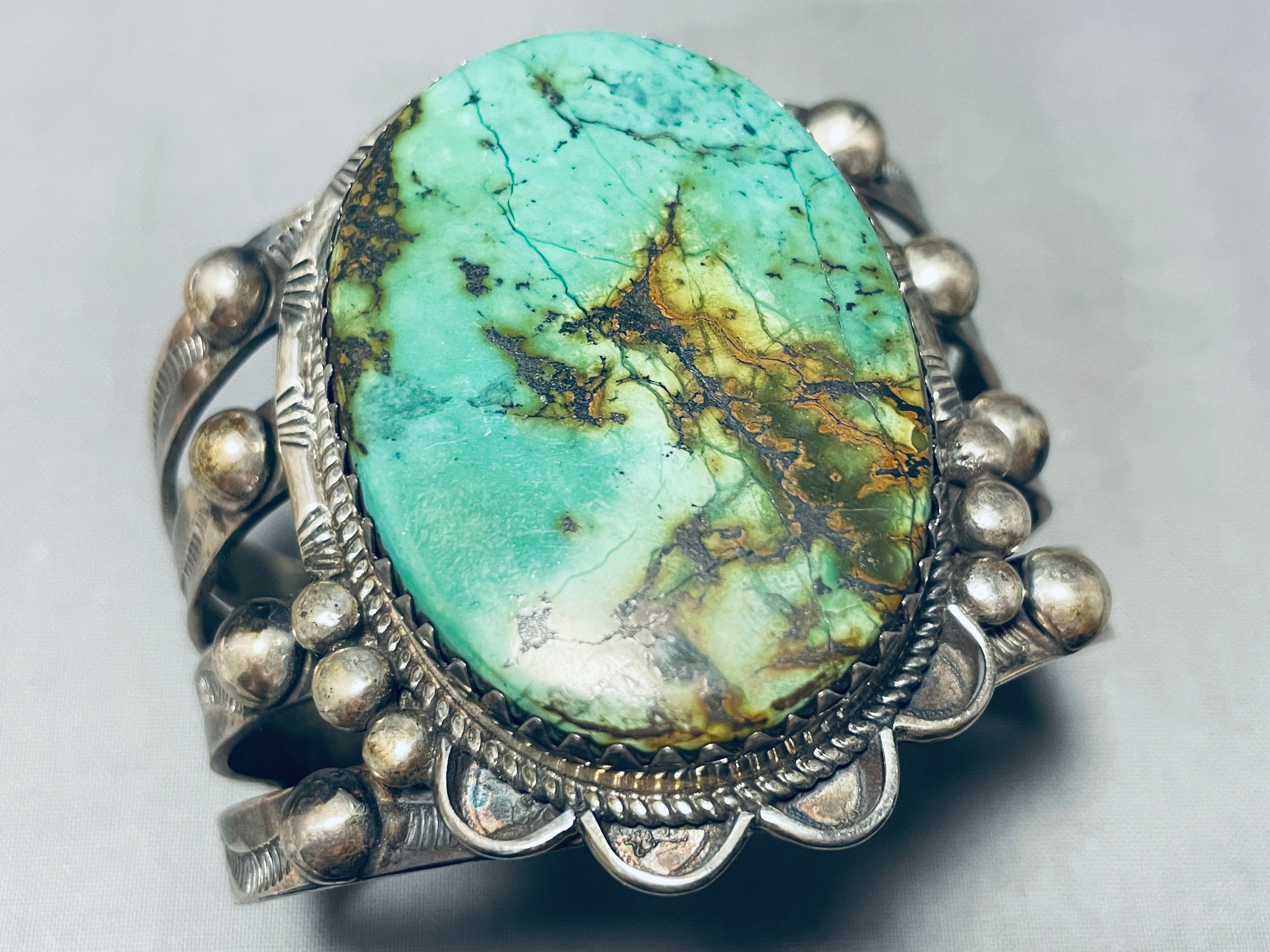 117 Gram Stunning Vintage Native American Navajo Royston Turquoise Sterling Silver Bracelet - Handcrafted Jewelry for Boho Fashion & Special Occasions