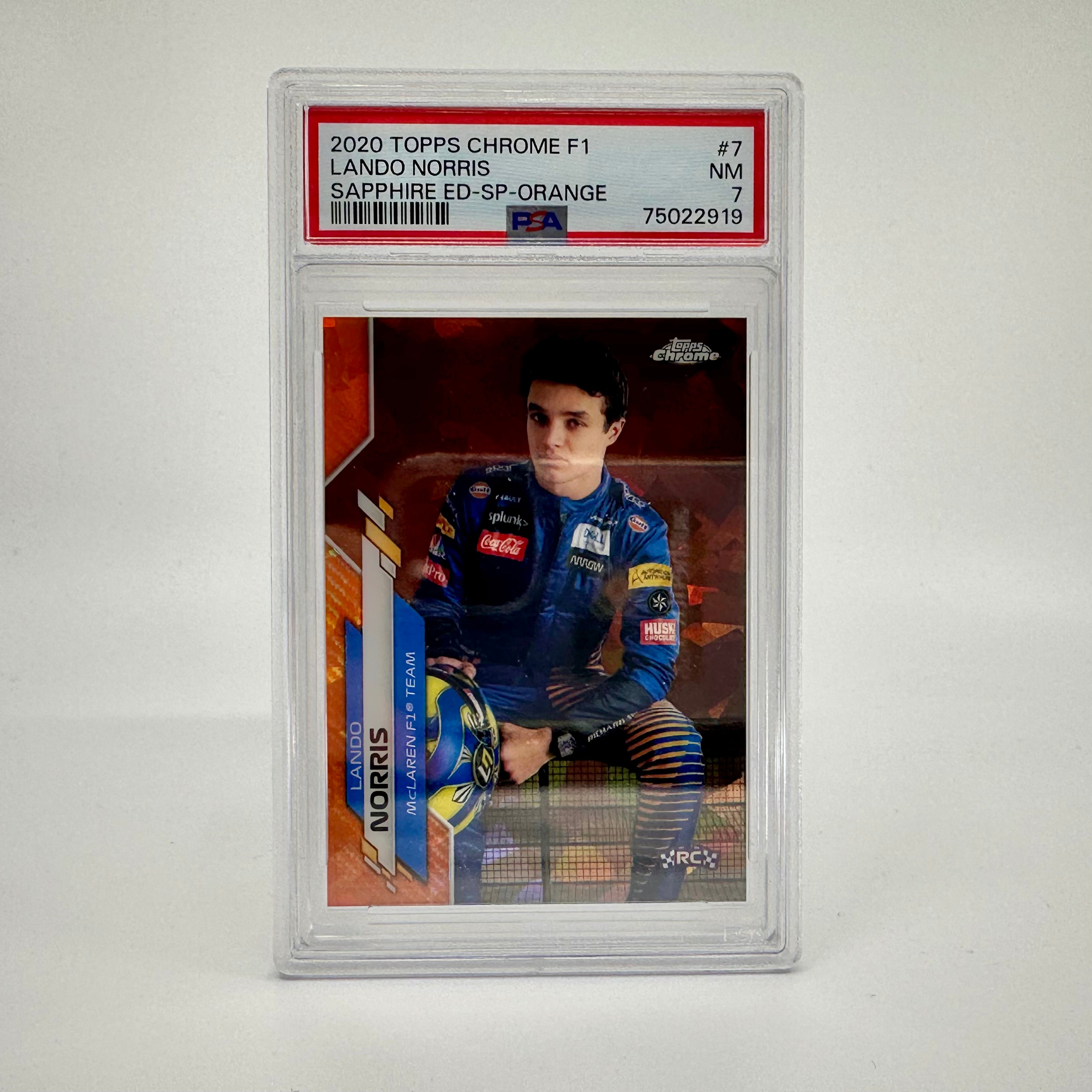 2020 Topps Chrome Formula 1 Lando Norris #7 PSA 7 Sapphire Edition SP Orange - Perfect for F1 Collectors, Racing Fans, and Sports Memorabilia Enthusiasts