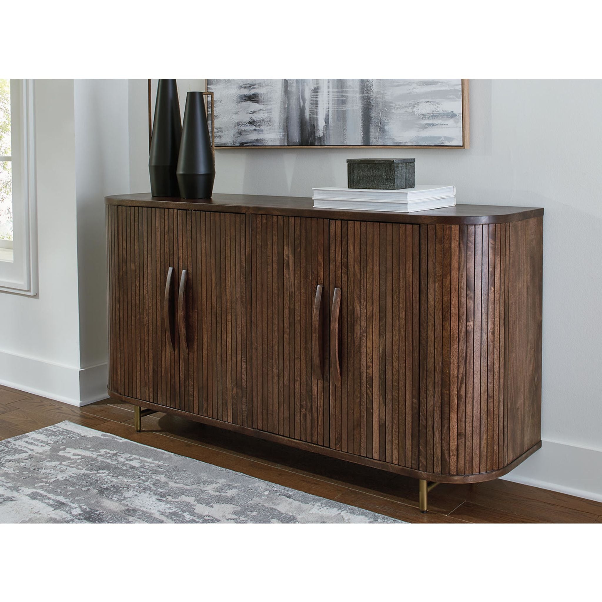 Amickly Dark Brown Accent Cabinet - Stylish Storage for Living Room, Bedroom, or Entryway