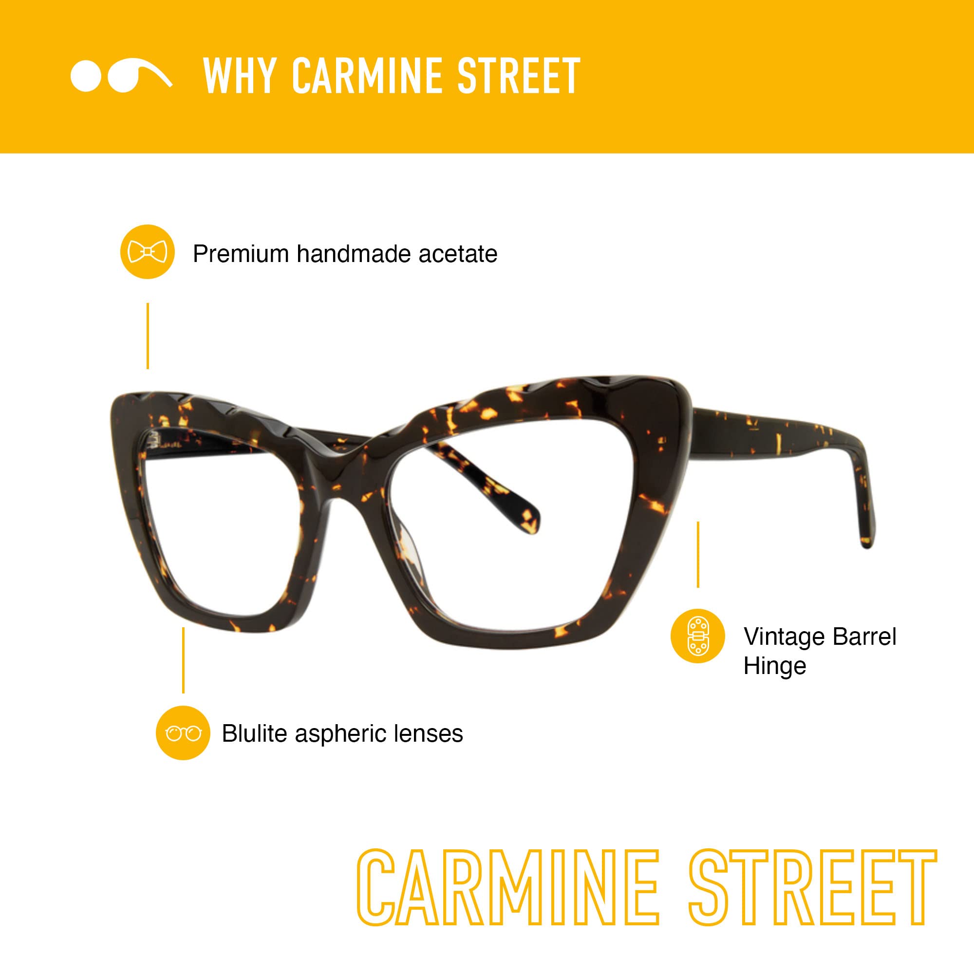 Scojo New York Carmine Street Blue Light Blocking Reading Glasses - Handmade Anti-Scratch Computer Glasses for Women & Men - Perfect for Office Work, Screen Time & Night Reading