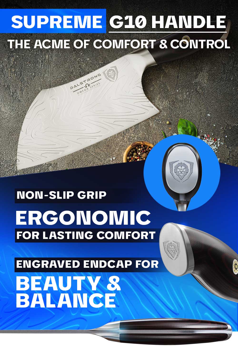 Dalstrong Omega Series 7-Inch Cleaver Knife - High Carbon German Steel, Razor Sharp Blade for Professional Chefs & Home Cooking | Perfect for Meat, Vegetables & Asian Cuisine