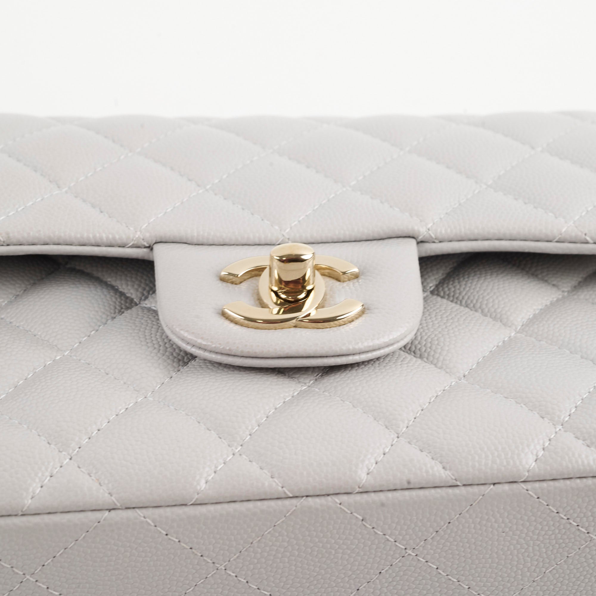Chanel Small Caviar Double Classic Flap Bag in Dove Grey with Microchip - Luxury Designer Handbag for Women, Perfect for Evening Events & Special Occasions
