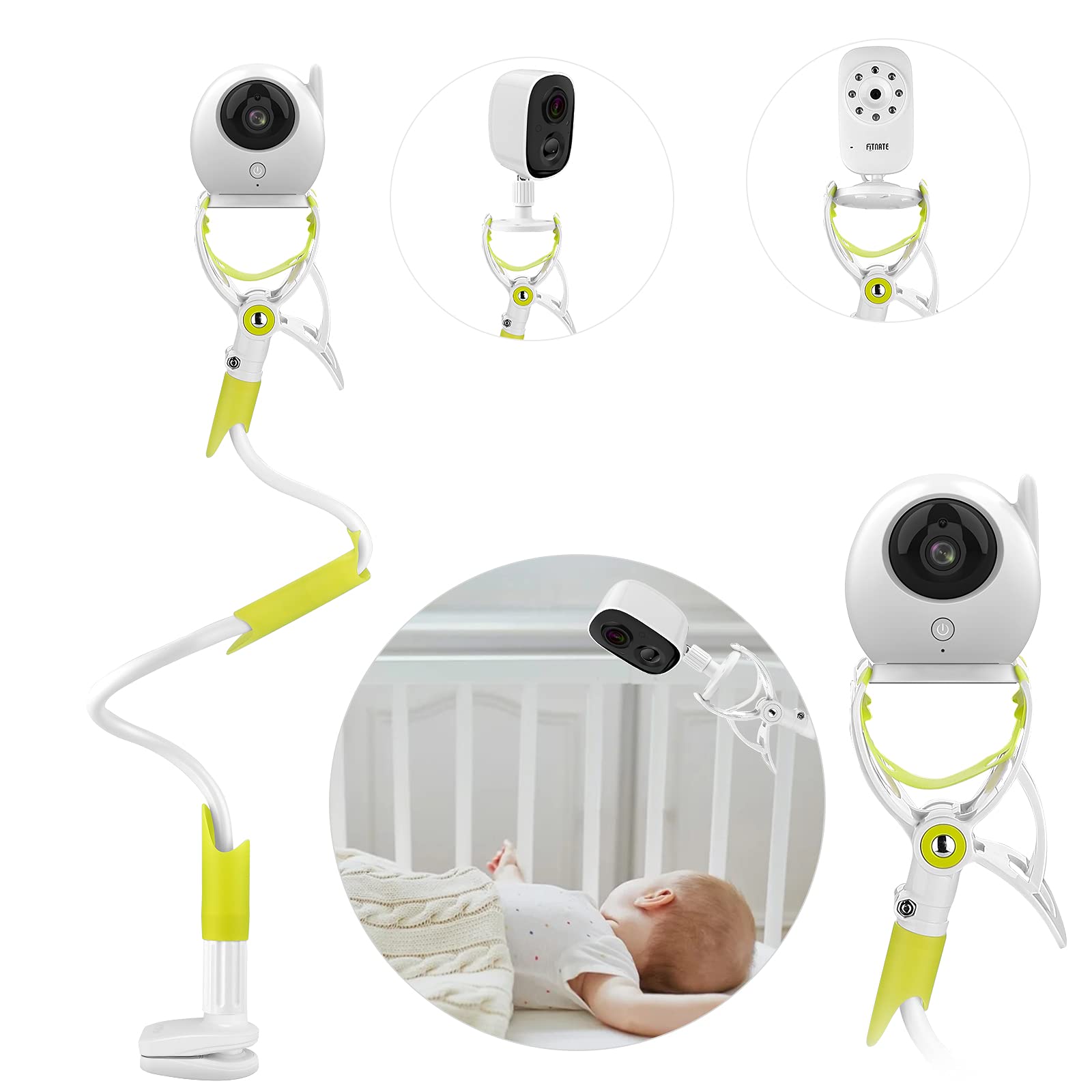 Universal Baby Monitor Holder Mount - Safe & Adjustable Infant Camera Stand with Straps for Most Monitors | Perfect for Nursery, Bedroom & Travel (Green)