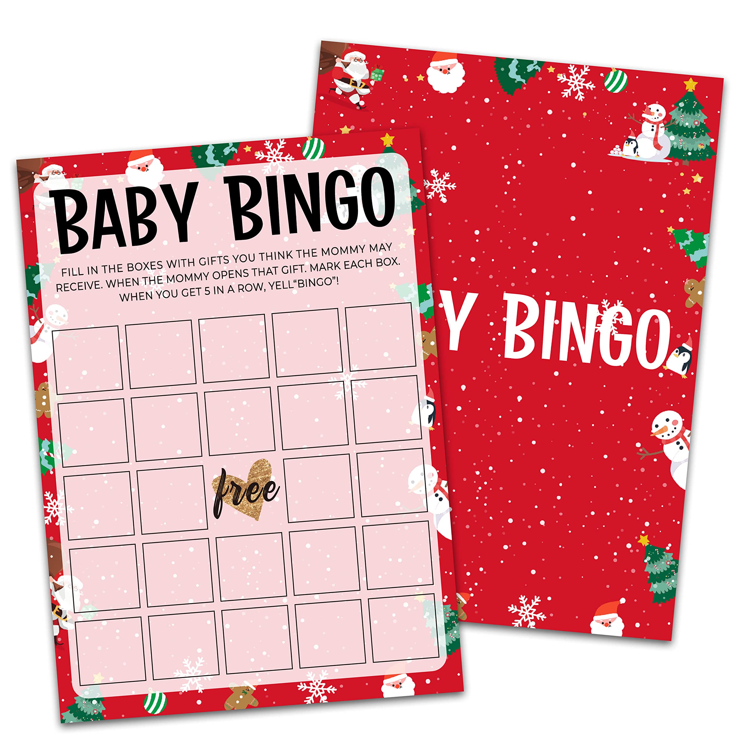 Baby Shower Game Cards - Set of 30 Gender Neutral Baby Bingo Cards for Christmas Parties & Newborn Celebrations - Perfect for Baby Showers, Gender Reveals & Holiday Gatherings