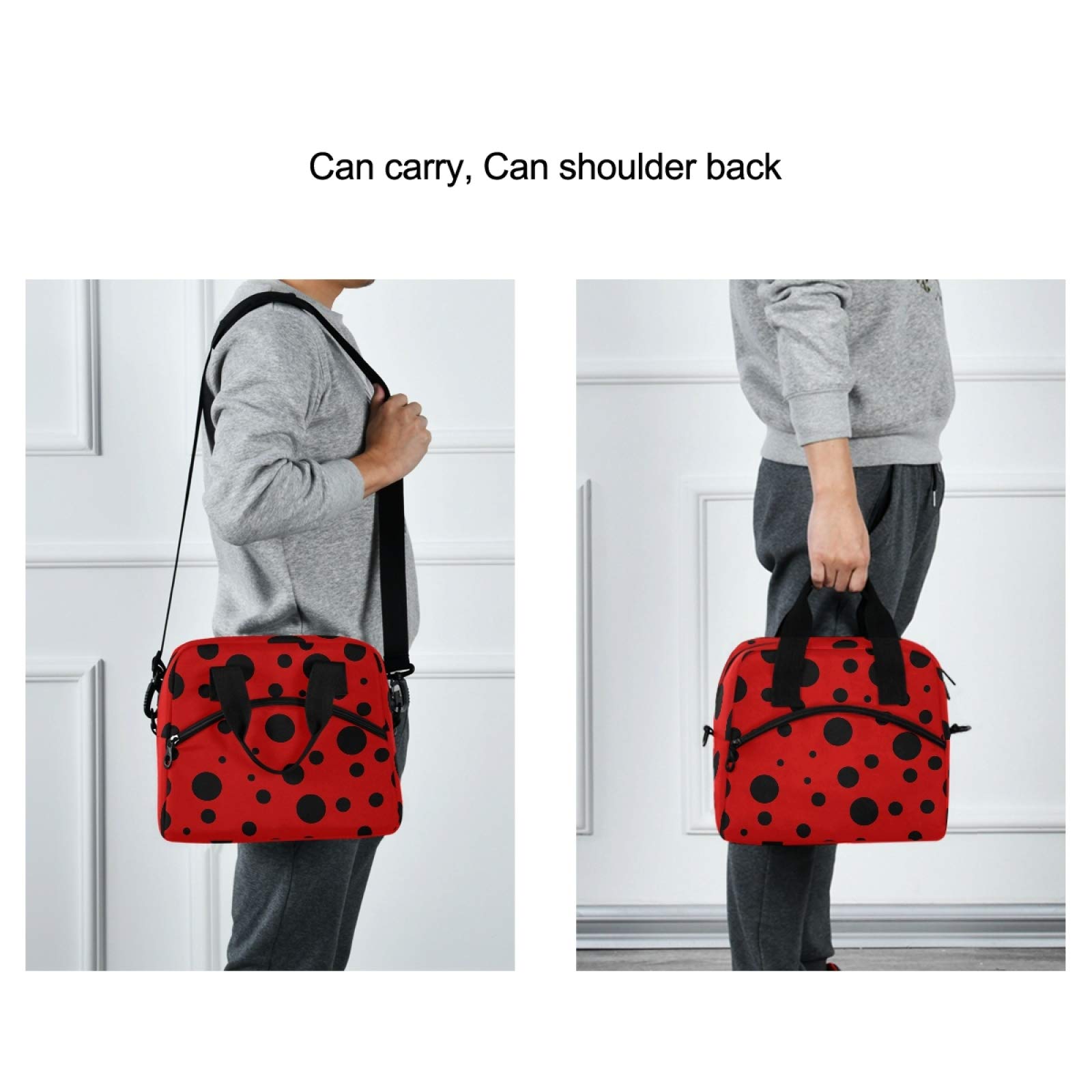 Personalized Ladybug Polka Dot Insulated Lunch Tote Bag for Women - Leakproof & Customizable Lunch Box Cooler Bag for Work, School & Picnics