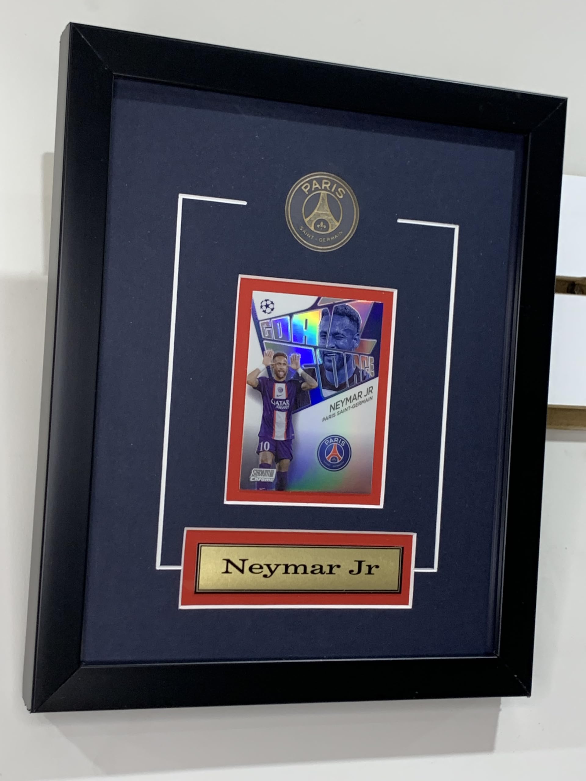 Neymar Jr Framed PSG Soccer Card - Collectible Memorabilia for Fans & Sports Enthusiasts - Perfect for Display in Home, Office, or Man Cave