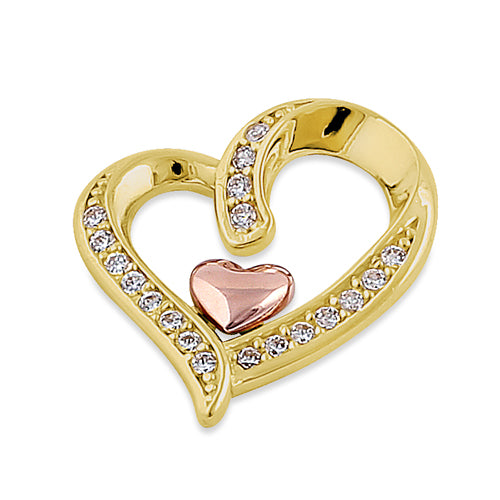 14K Solid Gold Rose Gold Plated Heart CZ Pendant Necklace for Women - Elegant Jewelry Gift for Valentine's Day, Anniversary & Special Occasions