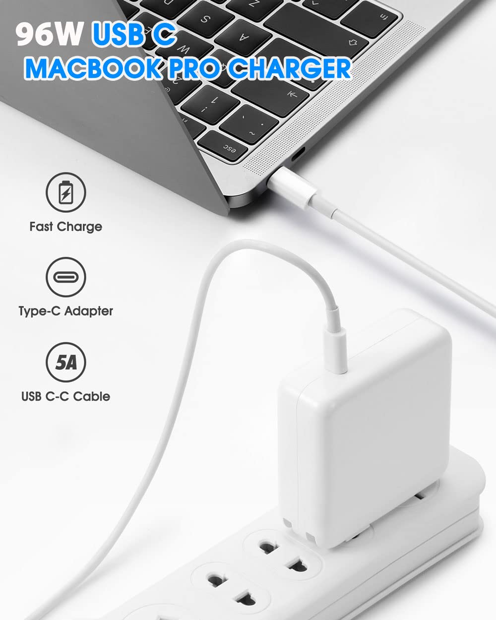 96W USB C Fast Charger for MacBook Pro & Air - Compatible with MacBook Pro 16