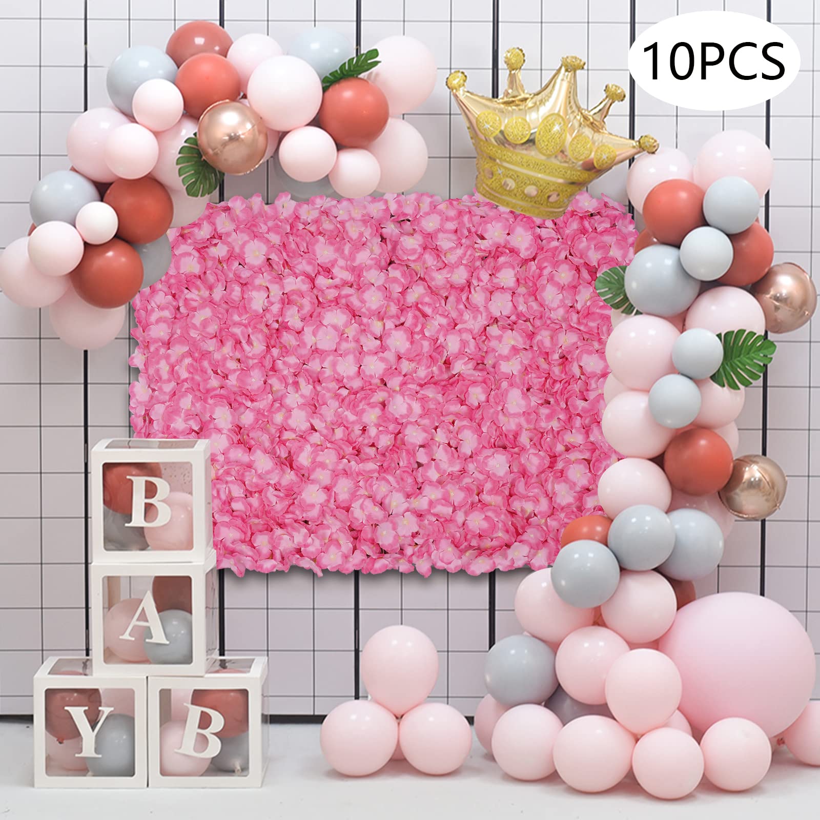 20pcs Artificial Flower Panels - Dark Pink Silk Flower Wall Decor for Wedding, Party, Christmas Backdrop, Home & Festival Photo Booth Background | Perfect for Indoor/Outdoor Events & Social Media Photos