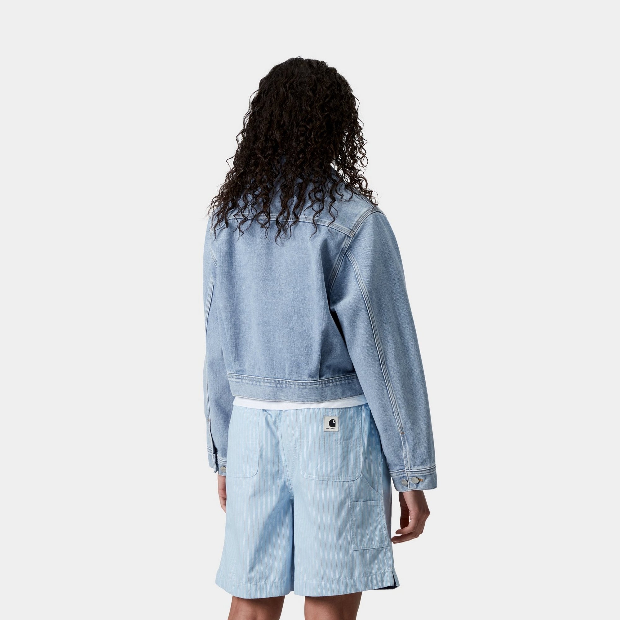 Women's Arca Jacket - Waterproof Windbreaker with Hood | Light Blue Stone Washed Denim Style | Perfect for Hiking, Camping & Outdoor Adventures