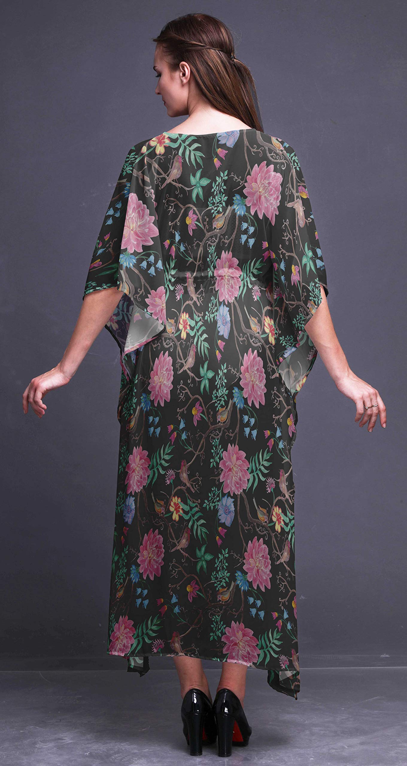 Bimba Beach Kaftan - Women's Flowy Maxi Dress Cover Up, Long Summer Kimono for Swimwear, Poolside, Vacation & Boho Fashion
