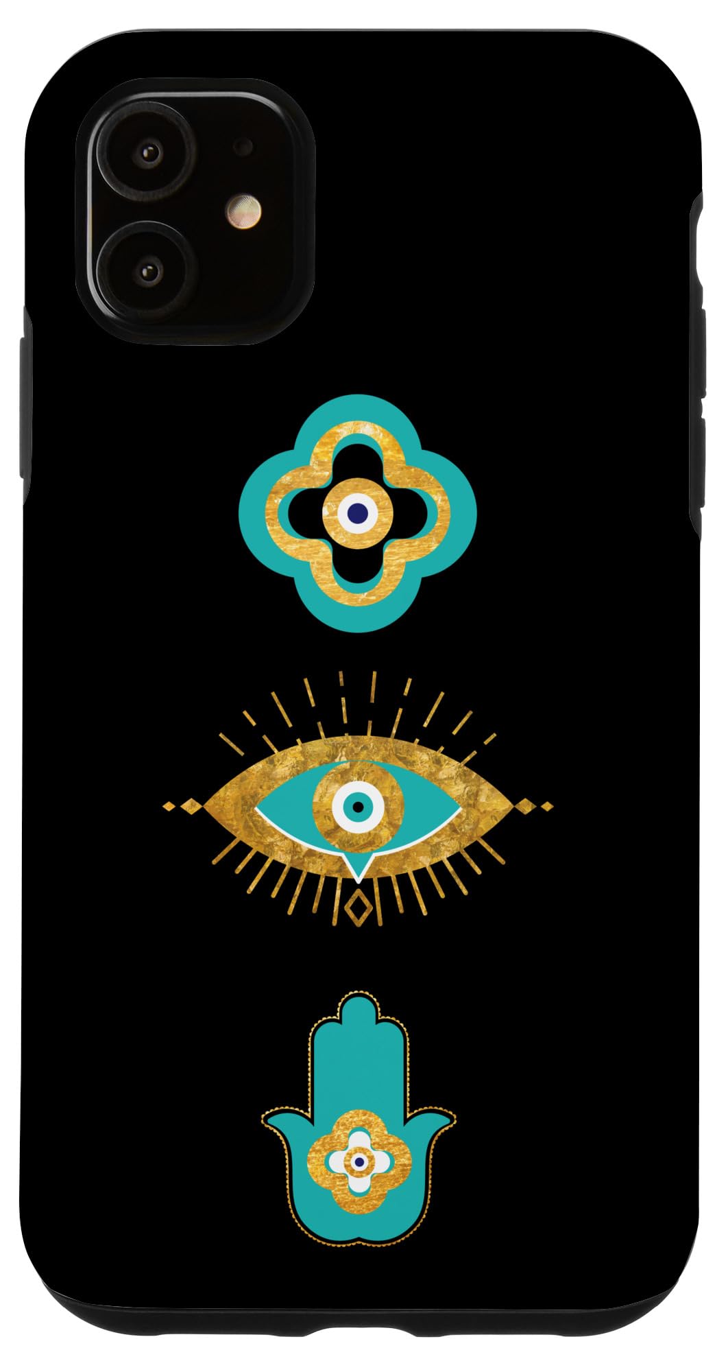 iPhone 11 Protective Case with Hamsa Hand & Evil Eye Design - Durable Phone Cover for Good Luck Charm & Spiritual Protection - Perfect for Travel, Daily Use & Gift Giving