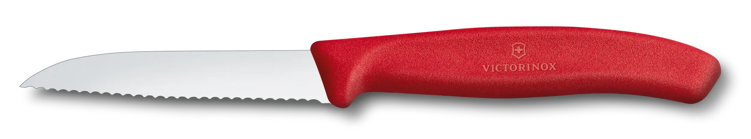 Victorinox 3.25 Inch Paring Knife with Wavy Blade - Red Handle - Perfect for Peeling, Slicing & Garnishing Fruits & Vegetables