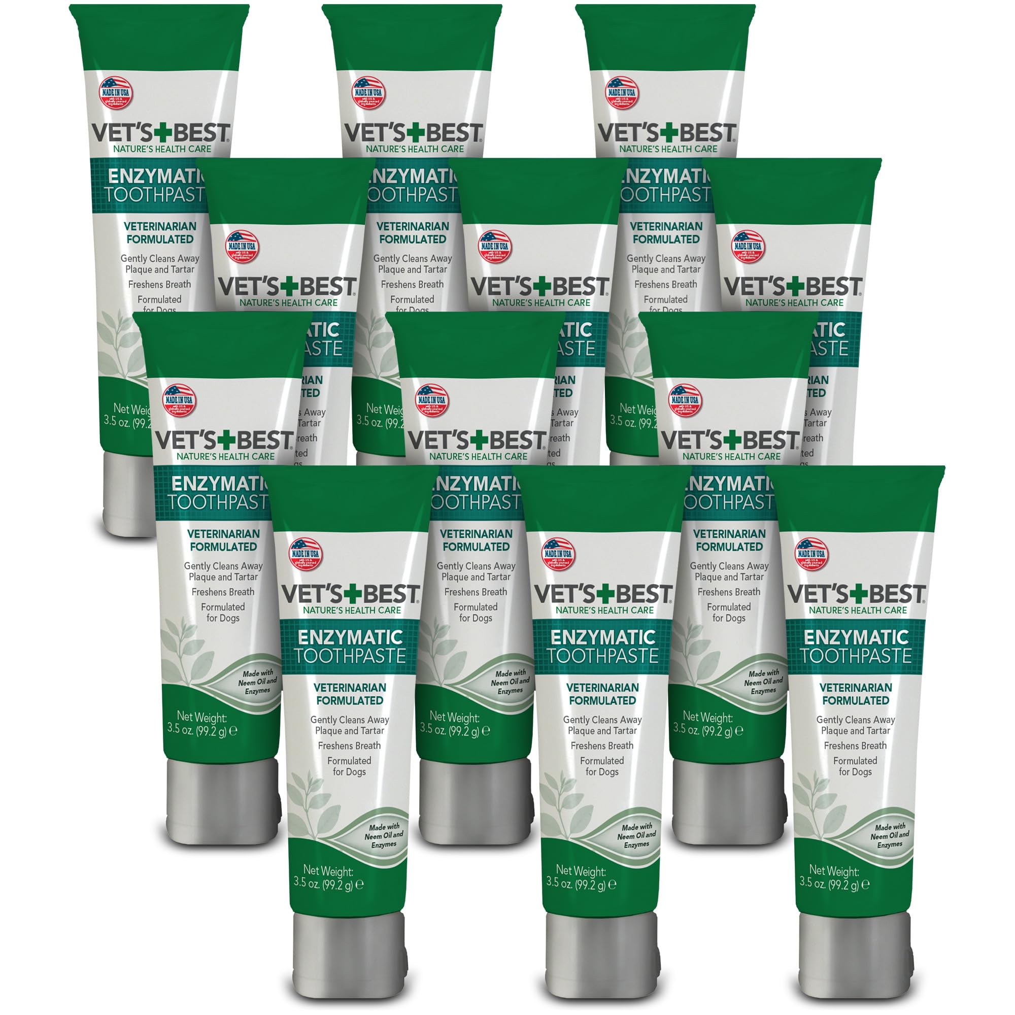 Vet's Best Enzymatic Dog Toothpaste for Teeth Cleaning & Fresh Breath - Vet Formulated Dental Care Gel - 3.5 oz Tubes (12 Pack) - Ideal for Daily Oral Hygiene & Preventing Plaque in Dogs