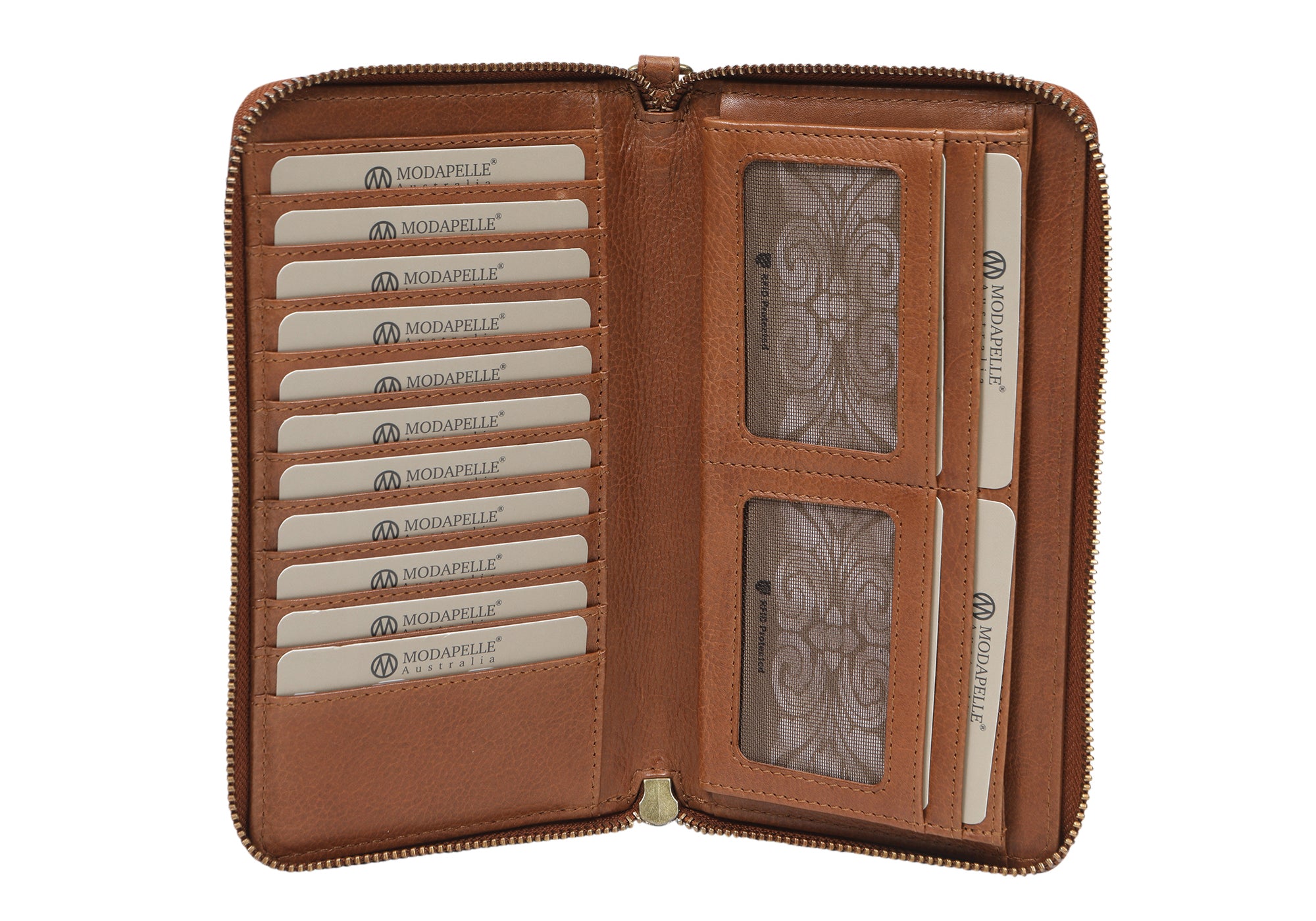 Modapelle Women's Genuine Leather Zip Wallet with Multiple Card Slots - Stylish & Durable for Everyday Use, Travel, and Gift Giving