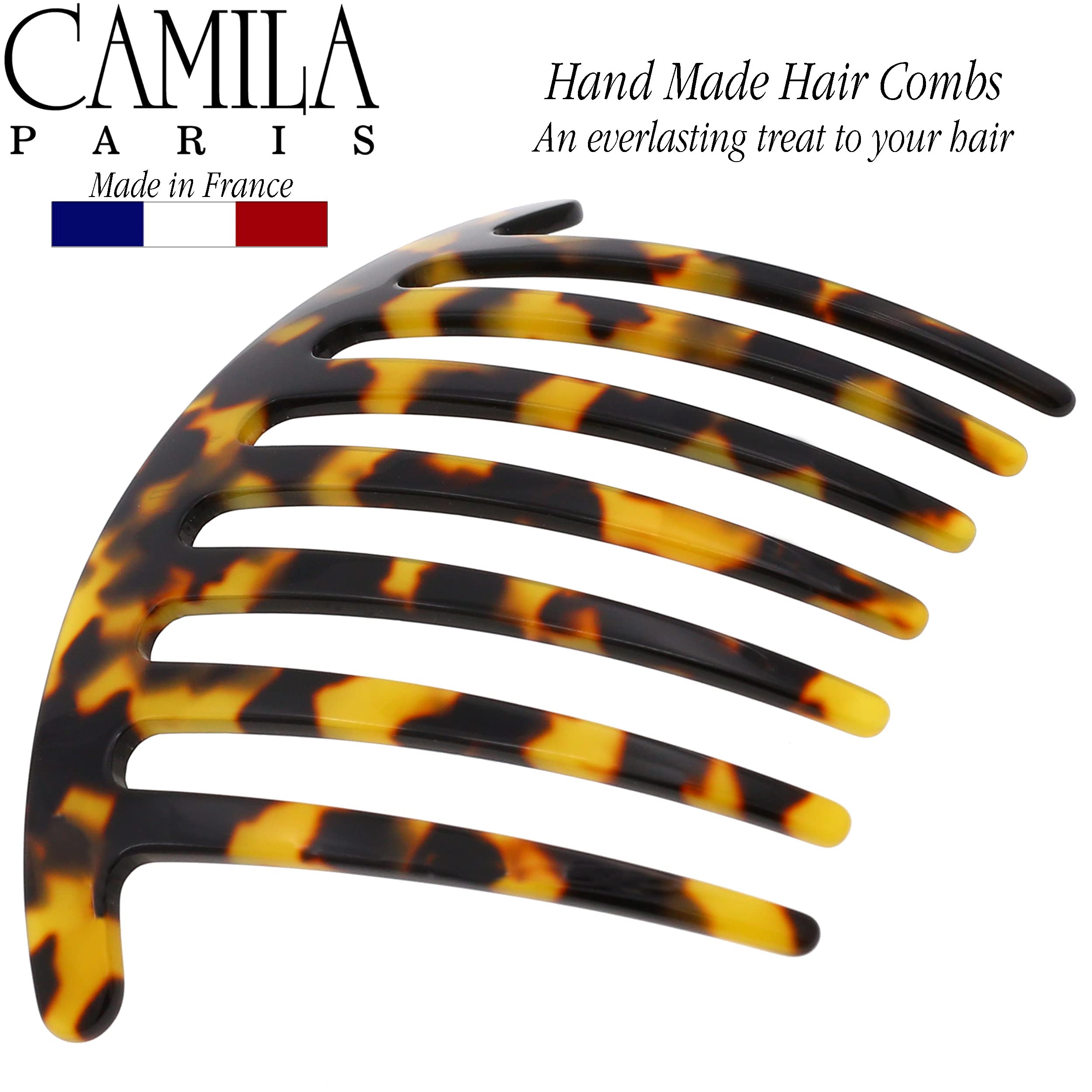 Camila Paris CP3184 French Handmade Side Comb - Rounded Hair Clip for Women | Strong Hold Hair Accessories for Bun, Chignon & Up-Do Styling | Made in France | Perfect for Weddings, Parties & Everyday Elegance