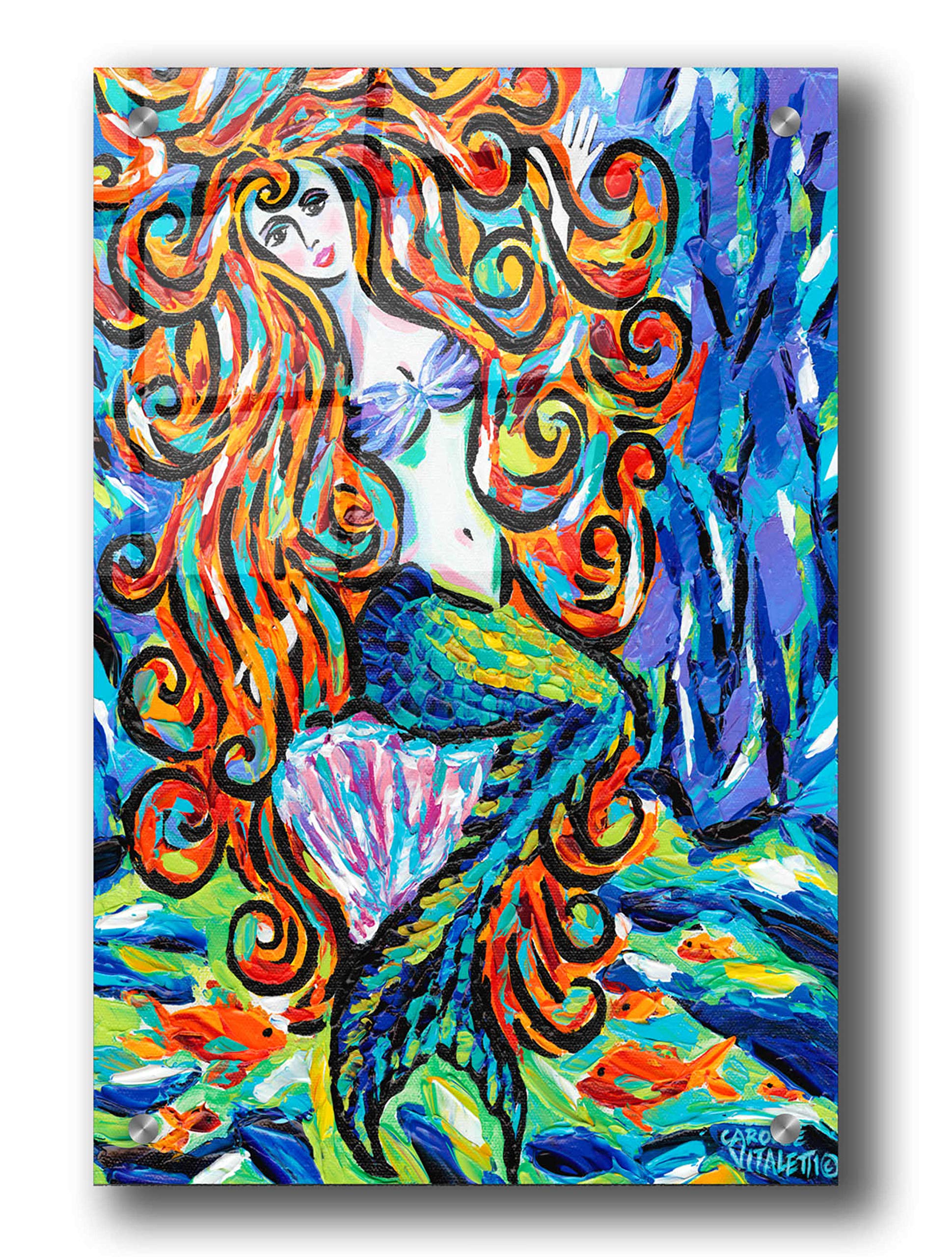 Ocean Friends III by Carolee Vitaletti - Stunning Acrylic Glass Wall Art 24x36 Inches - Perfect for Living Room, Bedroom & Office Decor