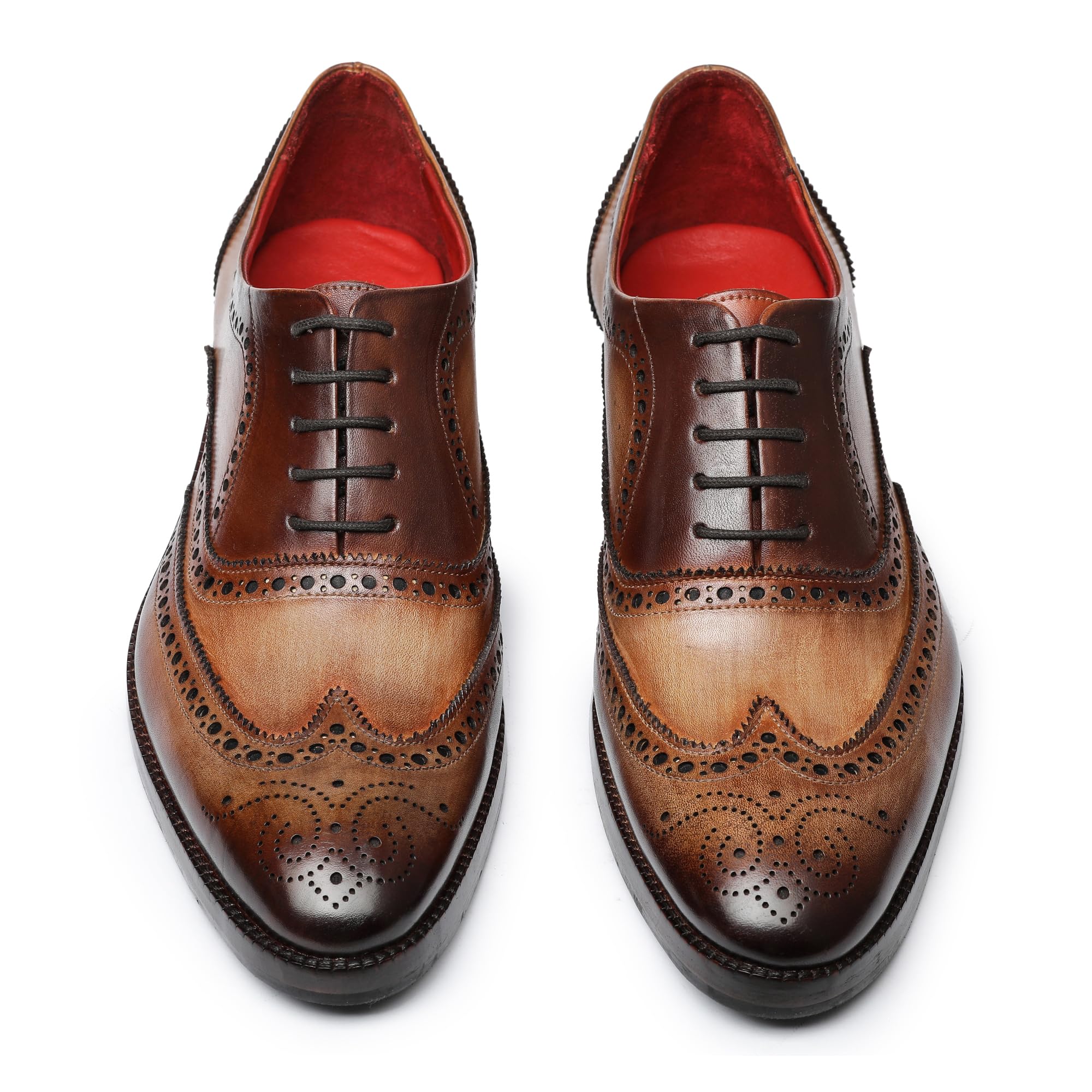 Handcrafted Genuine Leather Wingtip Brogue Oxford Dress Shoes for Men - Classic Lace-Up Formal Footwear for Business, Weddings & Special Occasions