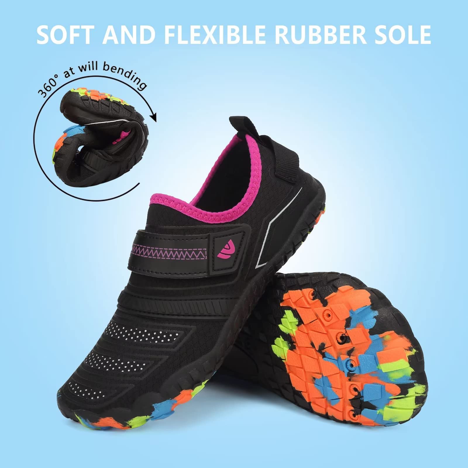 **Boys & Girls Water Shoes - Lightweight Comfortable Sole for Easy Walking, Athletic Slip-On Aqua Socks (Toddler/Little Kid/Big Kid) - Perfect for Beach, Pool & Water Sports**