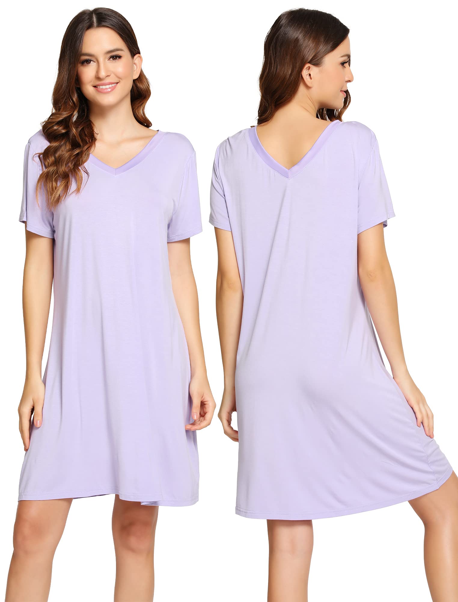 Soft Bamboo Viscose Nightgowns for Women - Comfortable Plus Size Sleep Shirts & Short Sleeve Pajamas (Sizes S-4X) - Perfect for Relaxing at Home, Lounging & Overnight Stays
