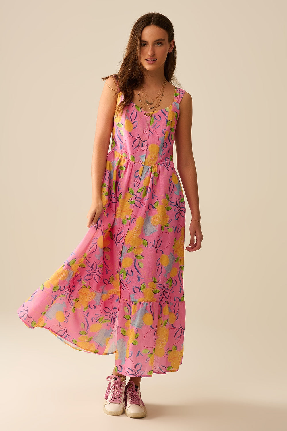 Maxi Rose Print Sleeveless Robe - Floral Summer Dress for Women | Beach Cover-Up, Lounge Wear, and Casual Outfits