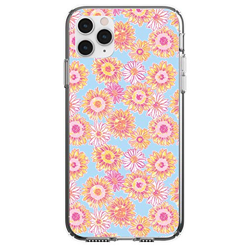 Preppy Pattern - Blue Pink Yellow Flowers Floral On Clear Case