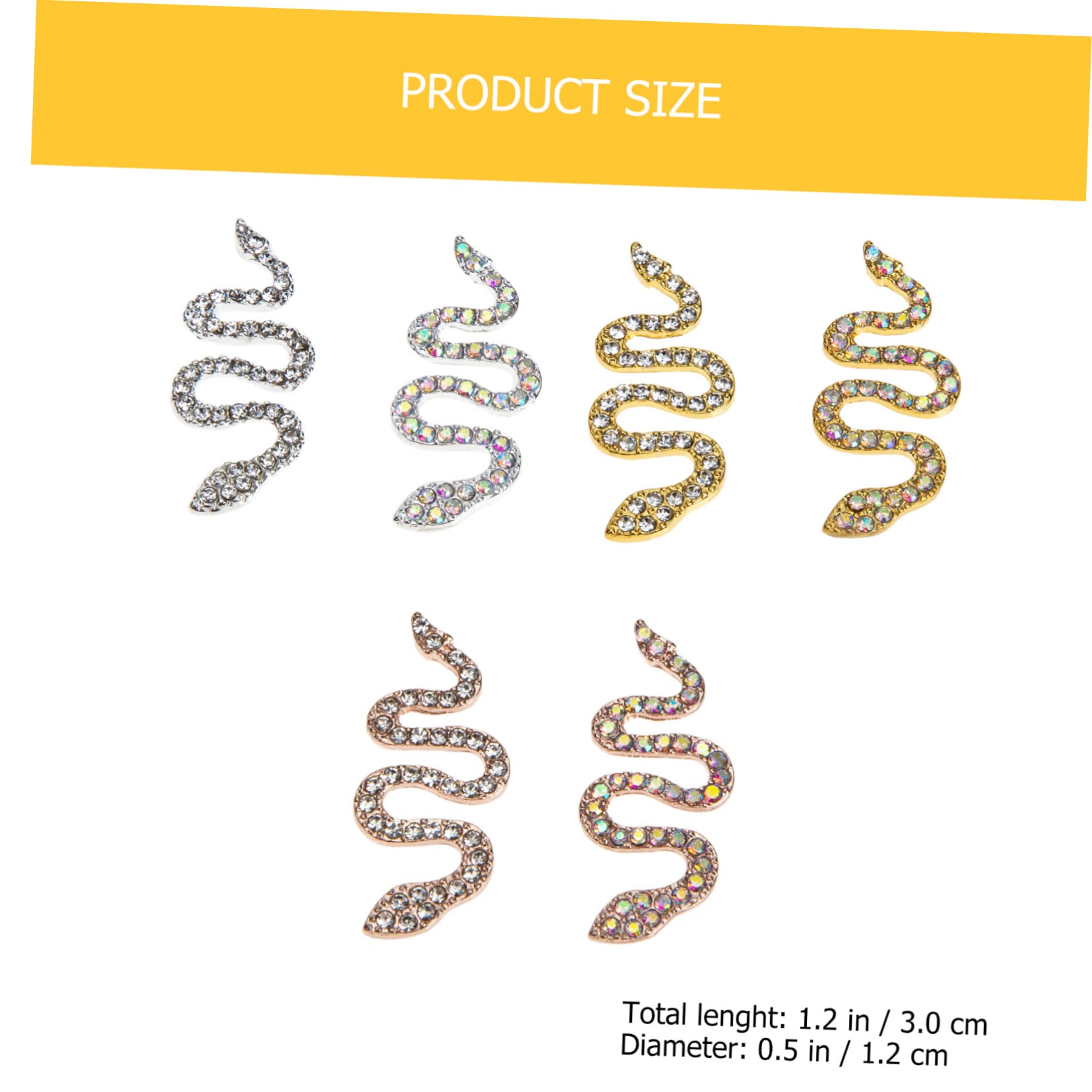FOMIYES 6pcs DIY 3D Snake Nail Rhinestones Charms - Nail Art Gems for Natural Nails Decoration | Perfect for Manicure, Nail Salon, Party & Wedding Nail Designs