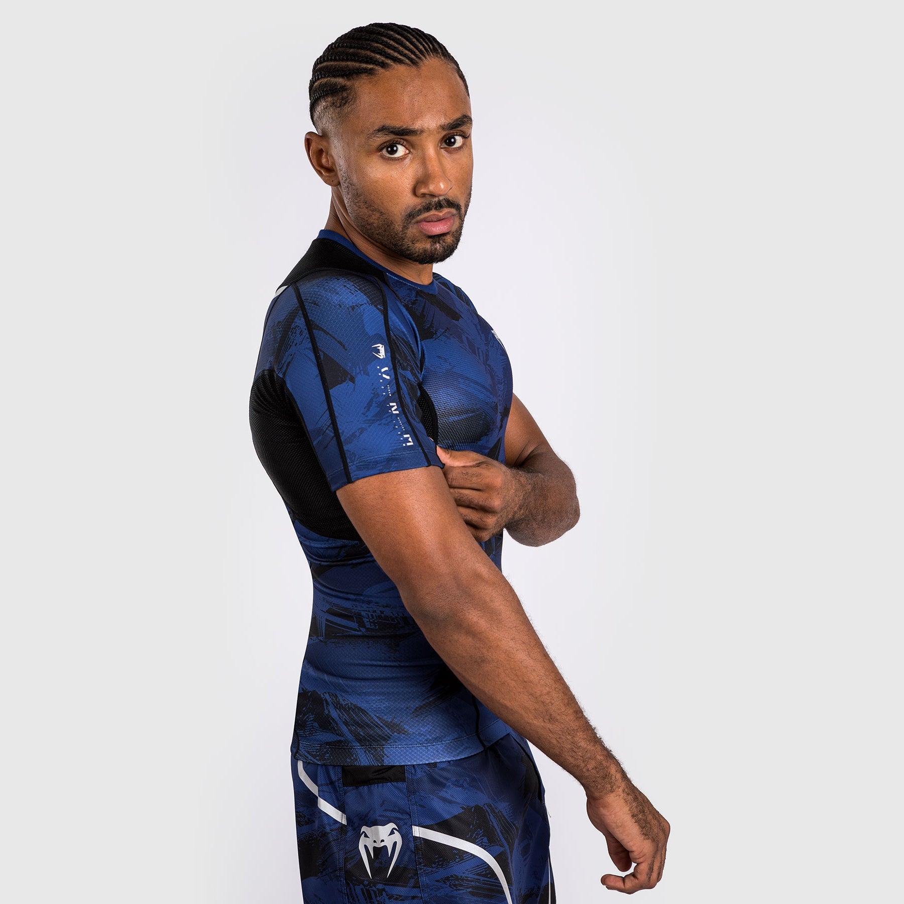 Venum Electron 3.0 MMA Short Sleeve Rashguard Shirt - Navy Blue Compression Top for BJJ, MMA & Grappling - Moisture Wicking & Quick Dry Training Gear