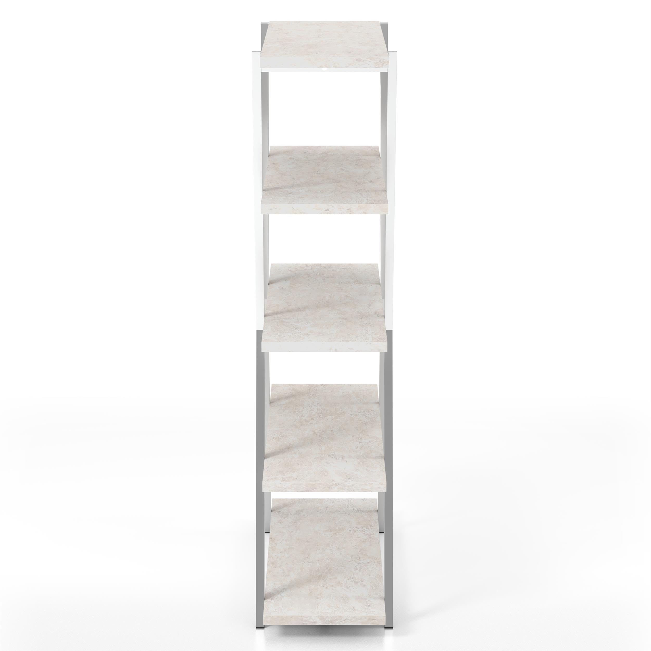 Furniture of America Ketano Chrome Metal 4-Tier Bookcase - Perfect for Home Office, Living Room & Bedroom Storage