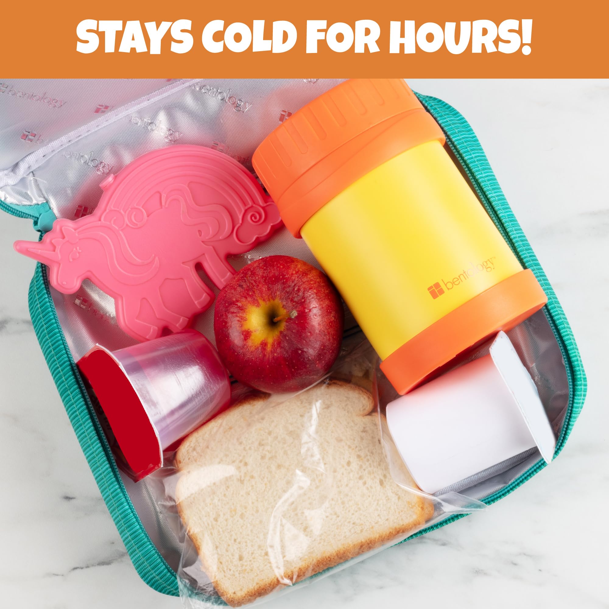 Unicorn Reusable Hard Ice Packs - Set of 3 Slim Freezer Packs for Kids Lunch Box, Bento & Cooler Bags | Long-Lasting Cooling for School, Picnics & Outdoor Activities | Space-Saving Design Keeps Food Cold for Hours