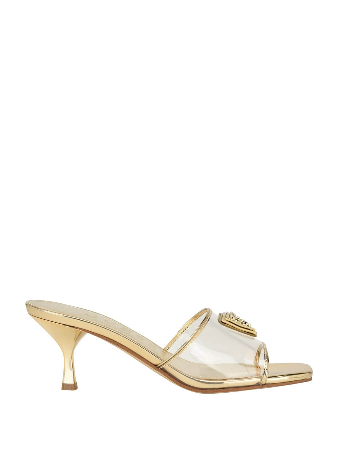 Gold Lusie Clear Kitten Heels - Women's Transparent Chunky Heel Sandals for Party, Wedding & Summer Outfits