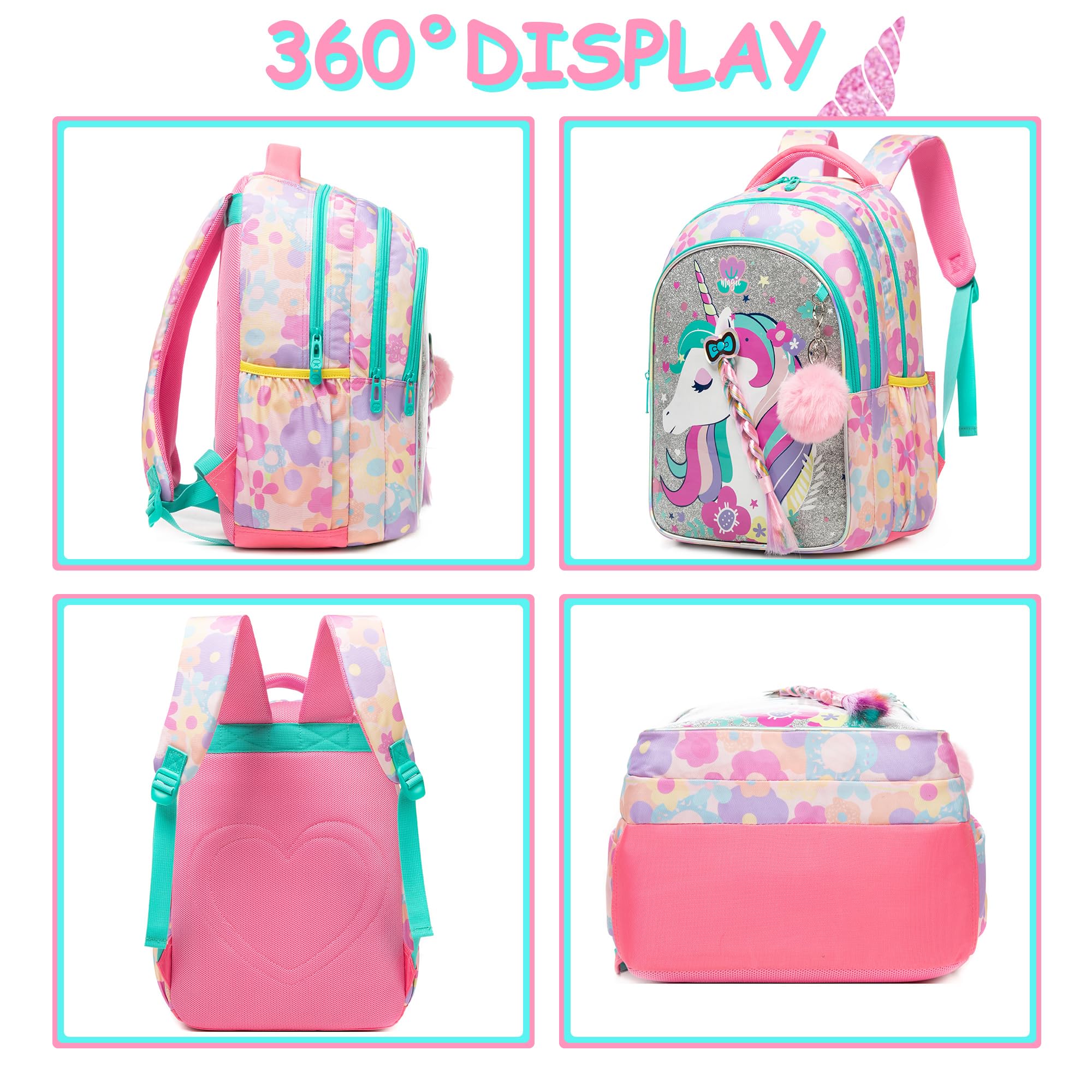 Unicorn Kids Backpack for School - Cute Girls Backpack for Elementary Students, Lightweight Daypack for Travel & Daily Use - Perfect for School, Outings & Weekend Adventures